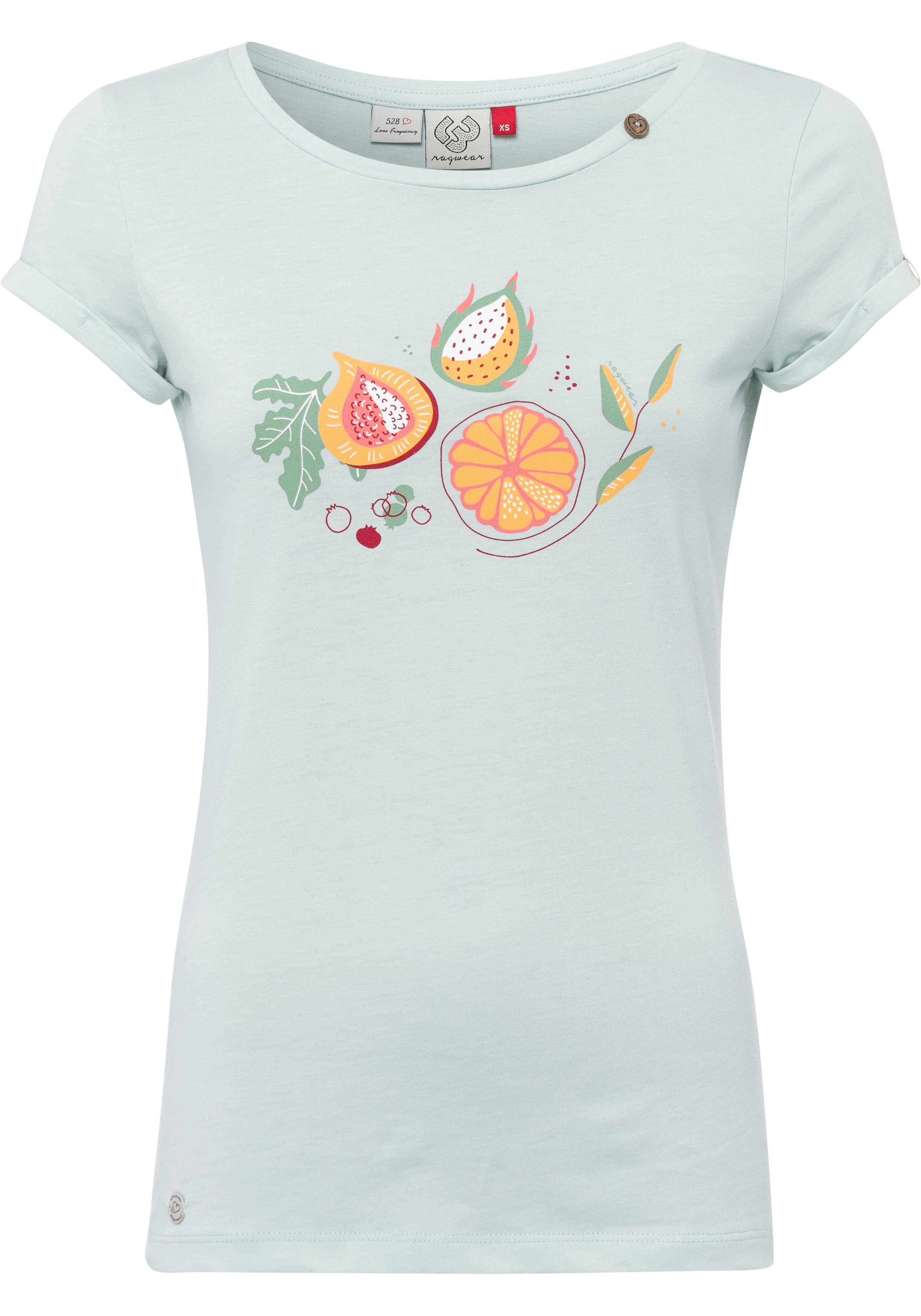 PRINT T-Shirt Front-Print aqua Ragwear mit light MINT