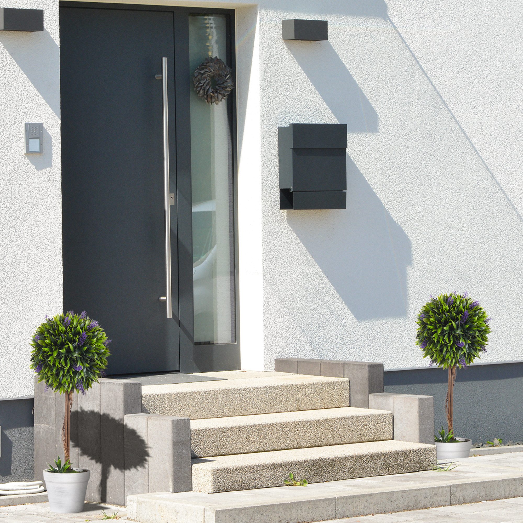 Kunstpflanze Künstliche Lavendel 2er-Set groß mit UV Schutz im Topf, wie echt Lavendelbäume, HOMCOM, Höhe 60 cm, für Wohnzimmer Schlafzimmer Büro Garten moderne Dekoration Geschenk