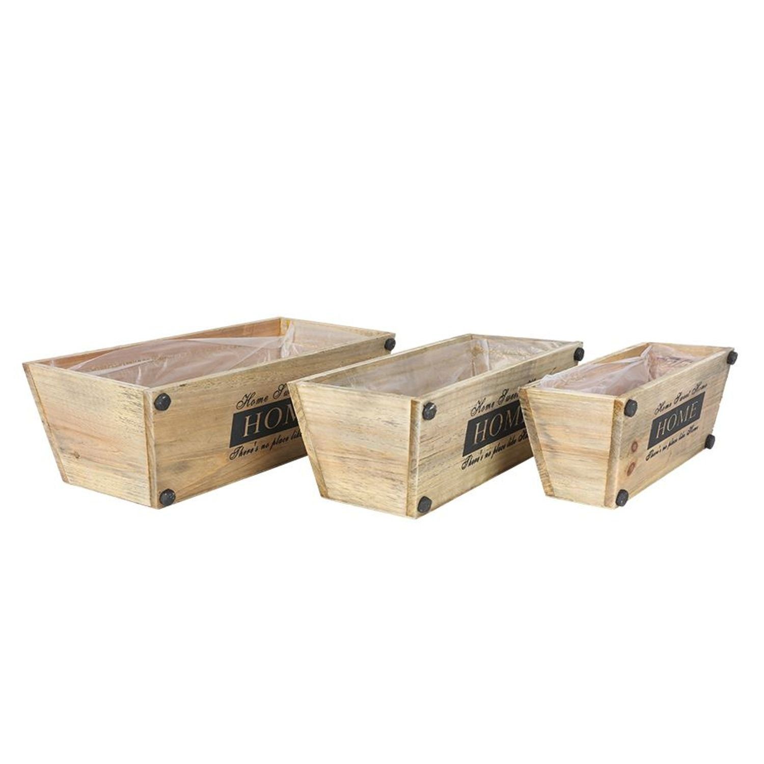 BURI Aufbewahrungsbox Deko Holzkisten 3er-Set Blumenkasten Sweet Home Blumentopf Tischdeko P