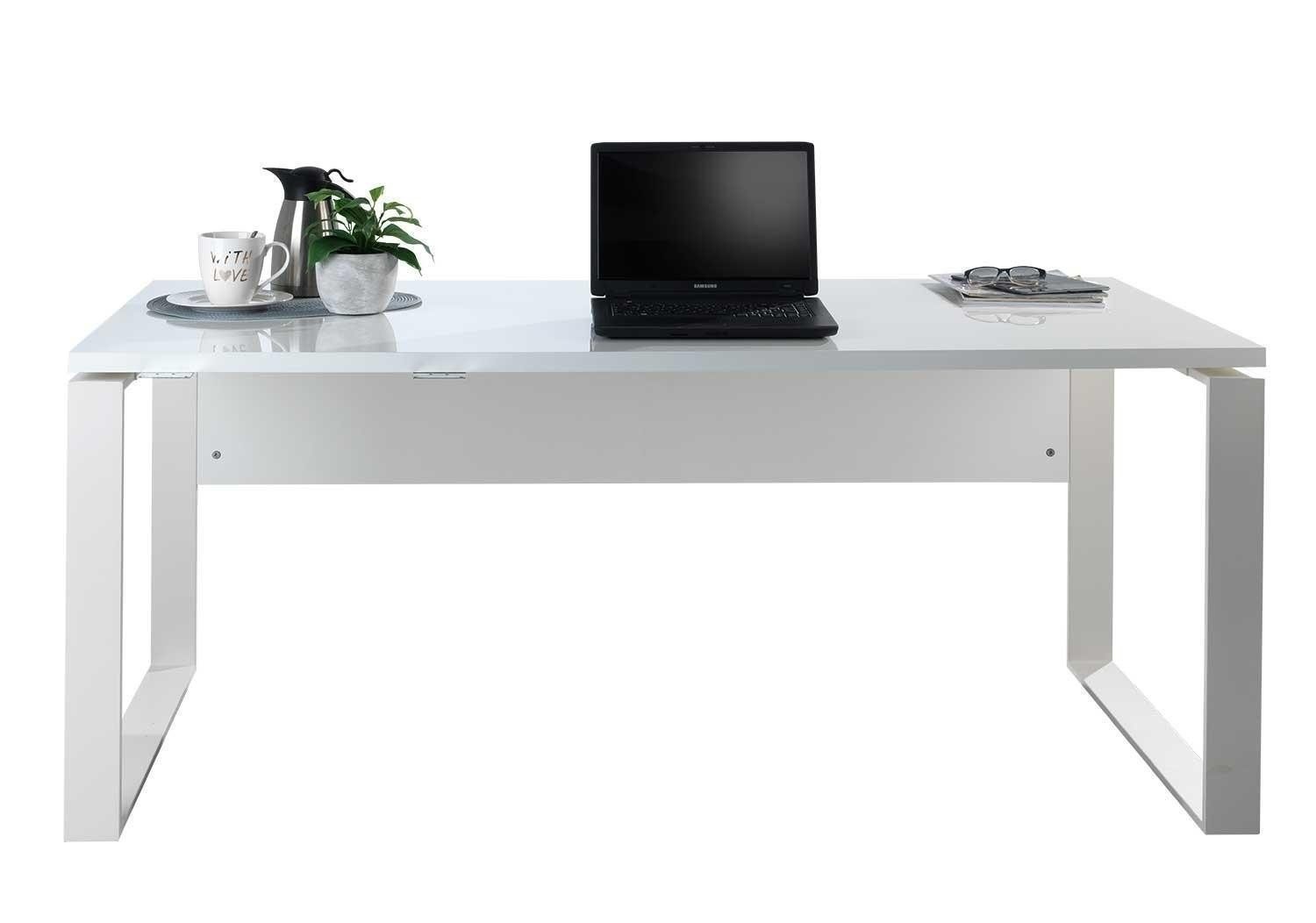 Composad Schreibtisch Computertisch DISEGNO, Weiß, Weiß Hochglanz, 170 x 75 x 80 cm