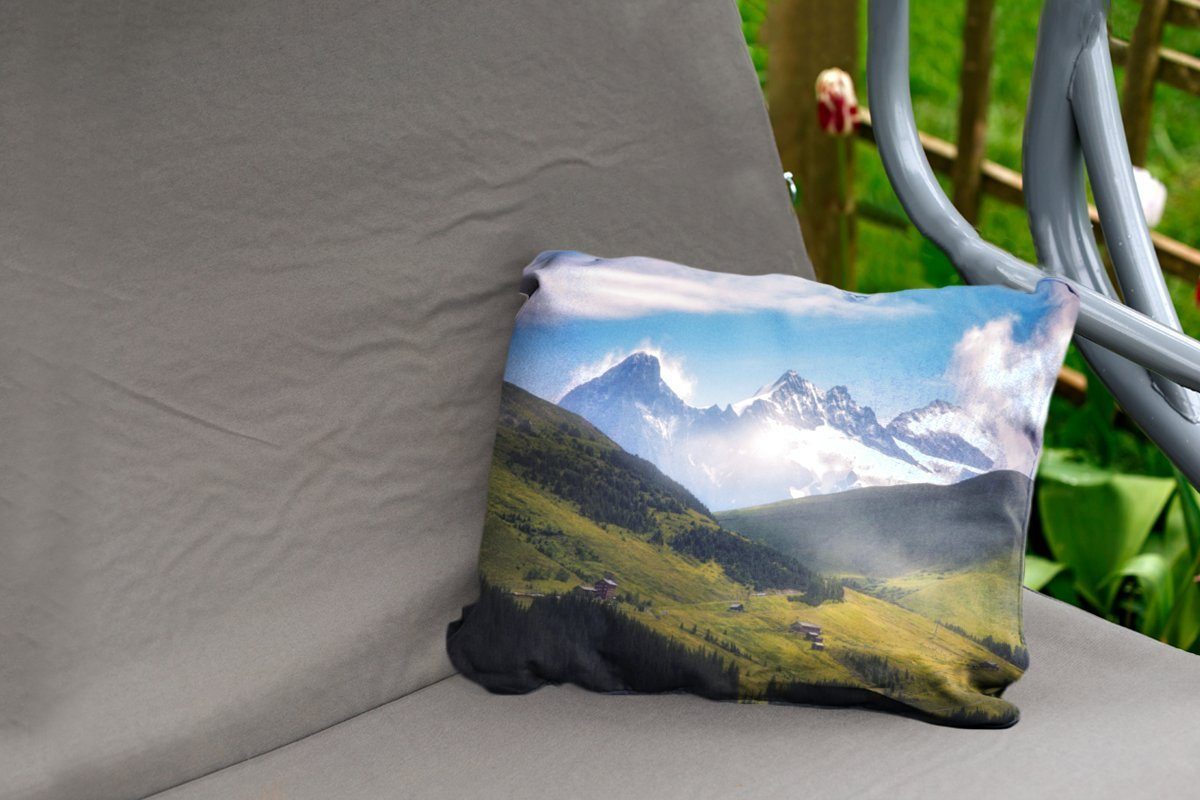 Dekokissenbezug, MuchoWow Schilthorn Schweiz, Kissenhülle Polyester, in Landschaft am Outdoor-Dekorationskissen, der Dekokissen schneebedeckten