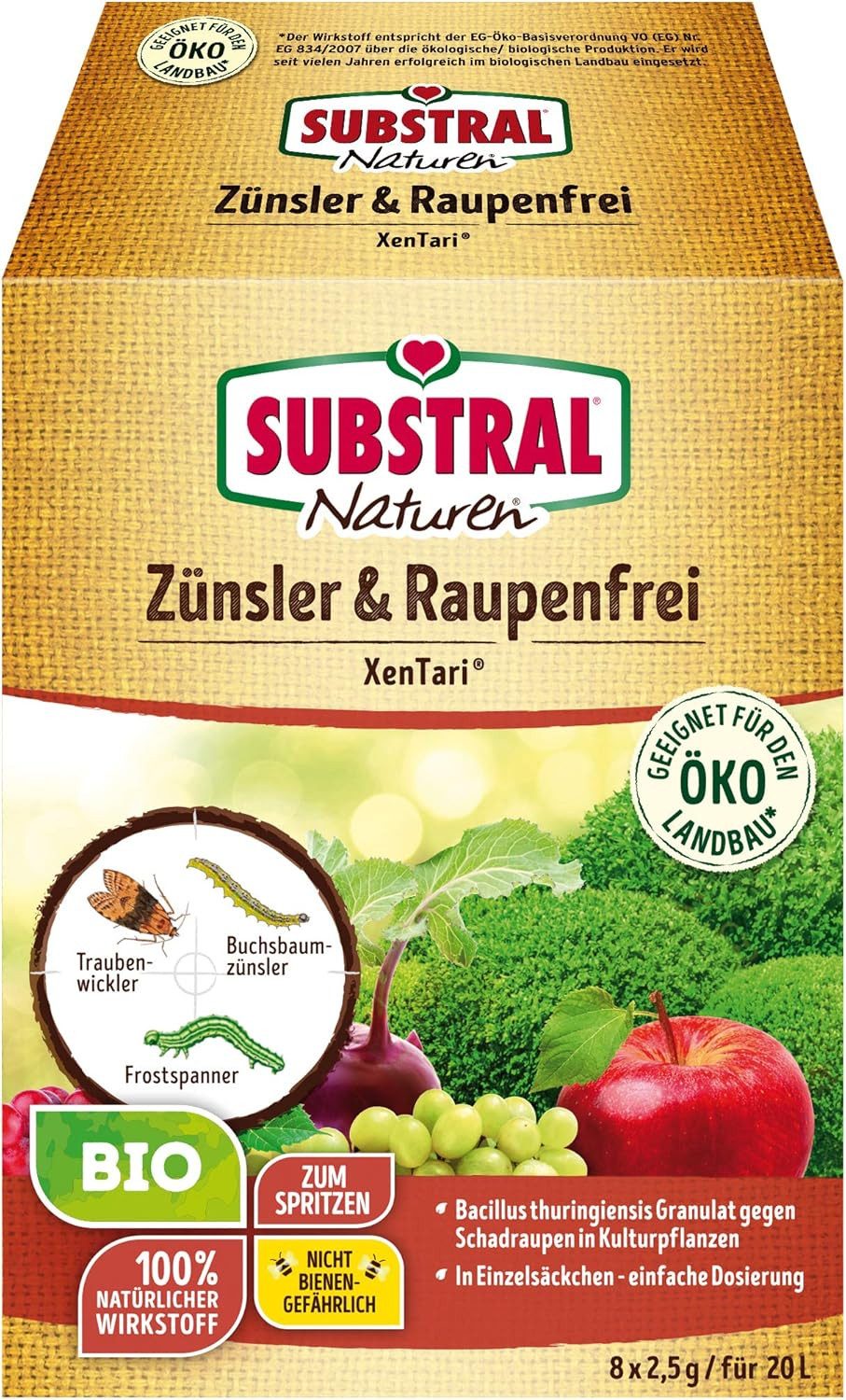 Insektenspray Substral Naturen Bio Zünsler-und Raupenfrei XenTari 8x2,5g