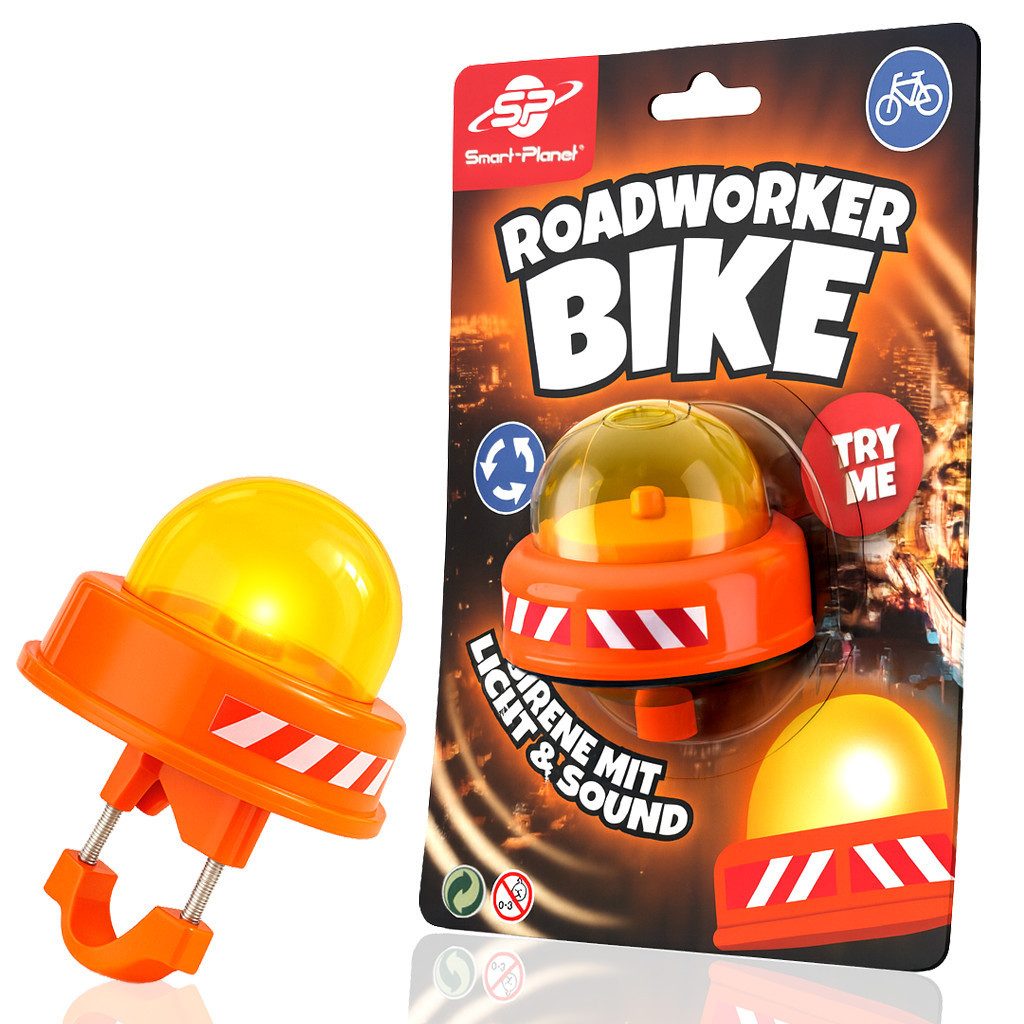 Smart-Planet Fahrradklingel Fahrradklingel Kinder Bauarbeiter – LKW Hupe Sound & Blinklicht Gelb