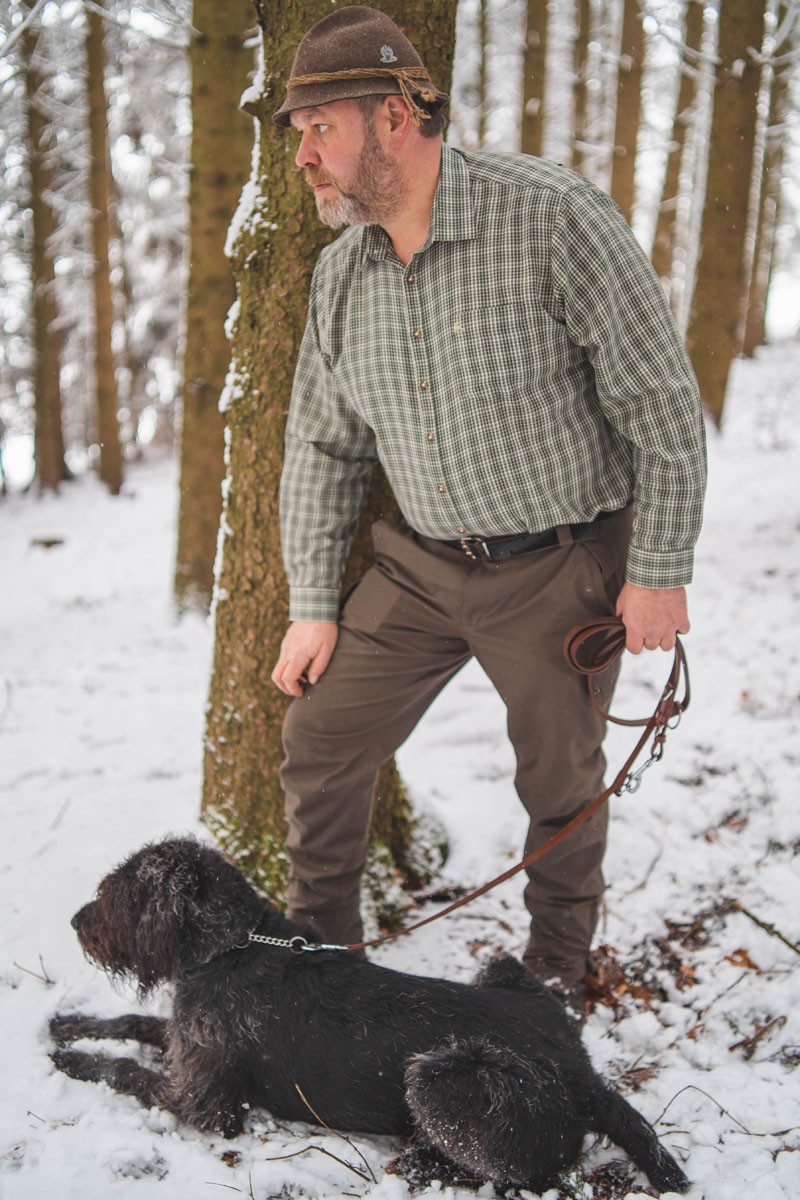 OS Trachten Outdoorhemd Twisa Langarm Jagdhemd mit Hirsch-Stickerei auf der Brusttasche