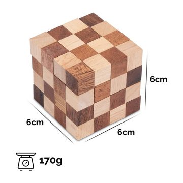 Logoplay Holzspiele Spiel, Schlangenwürfel 4x4 Gr. S - 6 cm Kantenlänge - Snake Cube - 3D Puzzle aus Holz Holzspielzeug