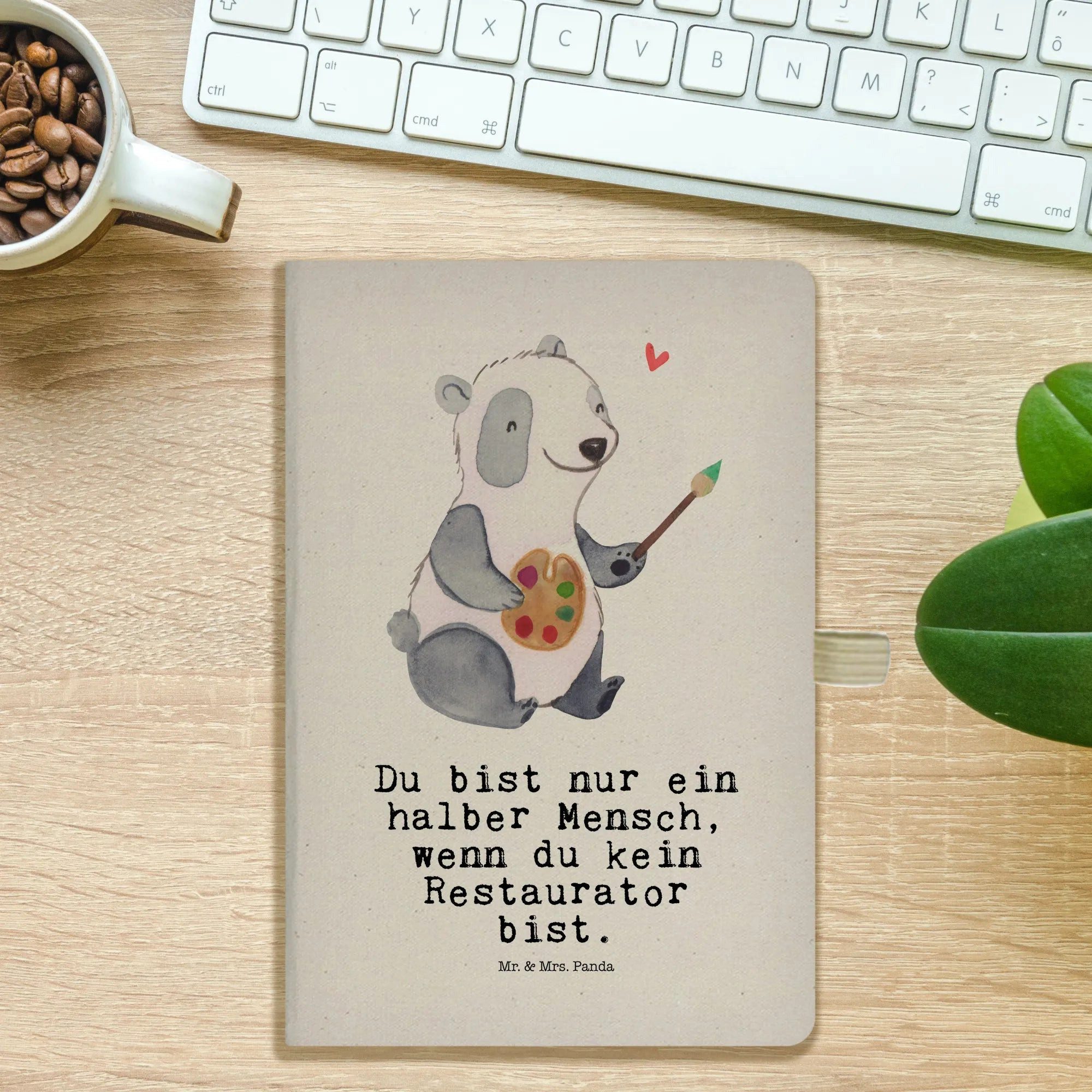 Thumbnail - Mr. & Mrs. Panda Notizbuch Restaurator Herz - Transparent - Geschenk, Kollegin, Bullet Journal A Mr. & Mrs. Panda, Umwel...