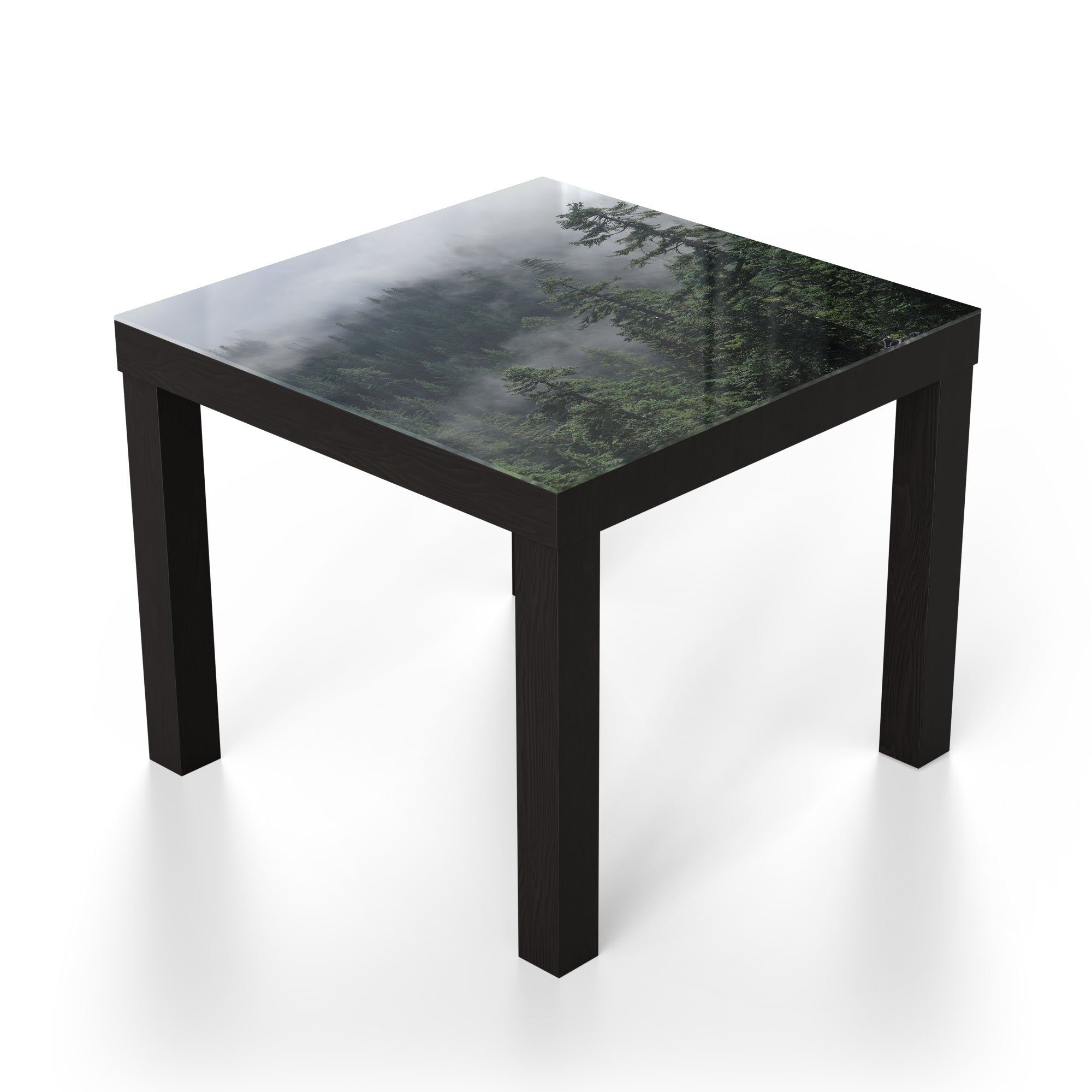 DEQORI Couchtisch 'Tannenspitzen im Nebel', Glas modern Glastisch Beistelltisch Schwarz