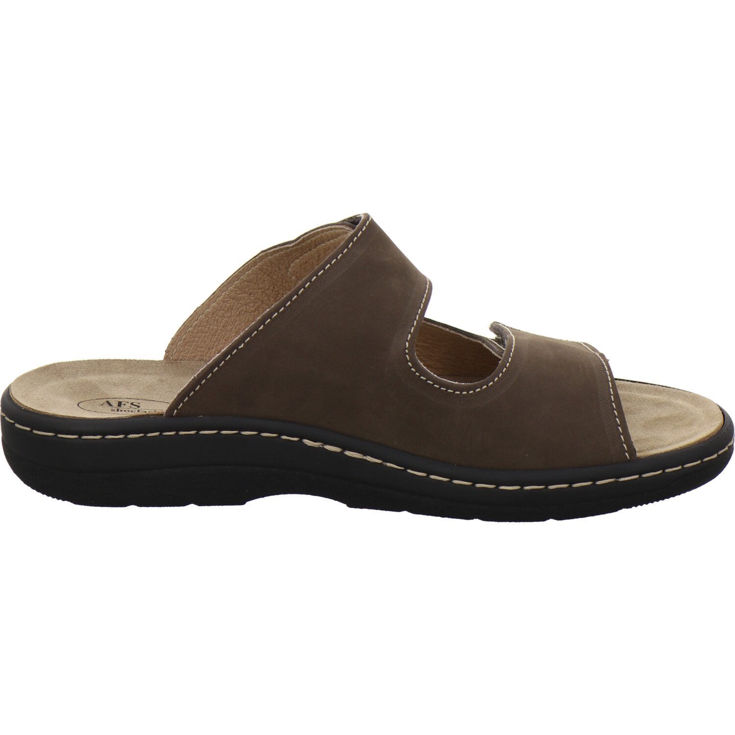 AFS-Schuhe 350267 Wechselfußbett Pantolette für Herren mit Fußbett, bequeme Sandalen aus Leder