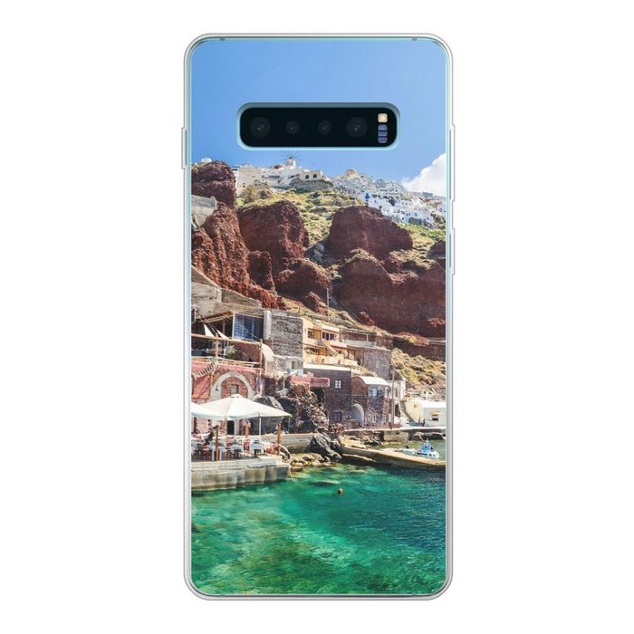 MuchoWow Handyhülle Der kleine Hafen von Oia auf Santorin in Griechenland Phone Case Handyhülle Samsung Galaxy S10 Lite Silikon Schutzhülle