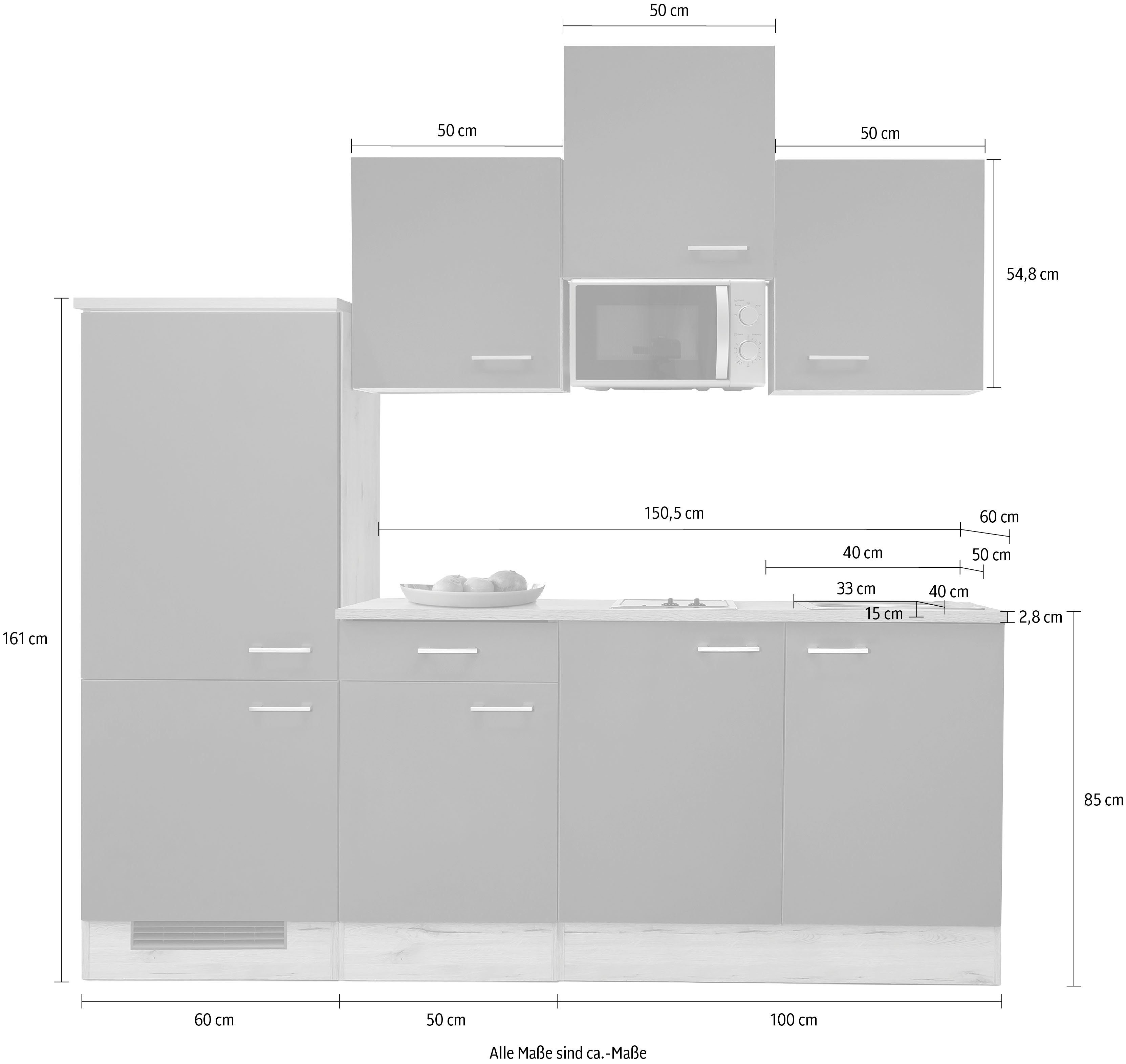 Flex-Well Küchenzeile Vintea, mit E-Geräten, Gesamtbreite 210 cm
