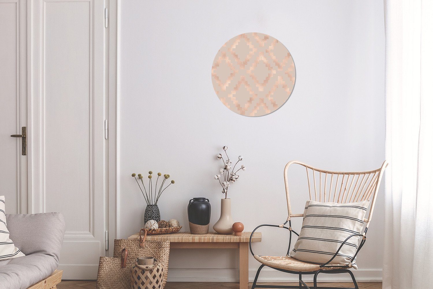 cm Kreis Muster, St), (1 Rosa Wandbild, Wohnzimmer, MuchoWow Forex, Wanddekoration - 30x30 Luxus Rundes - Gemälde