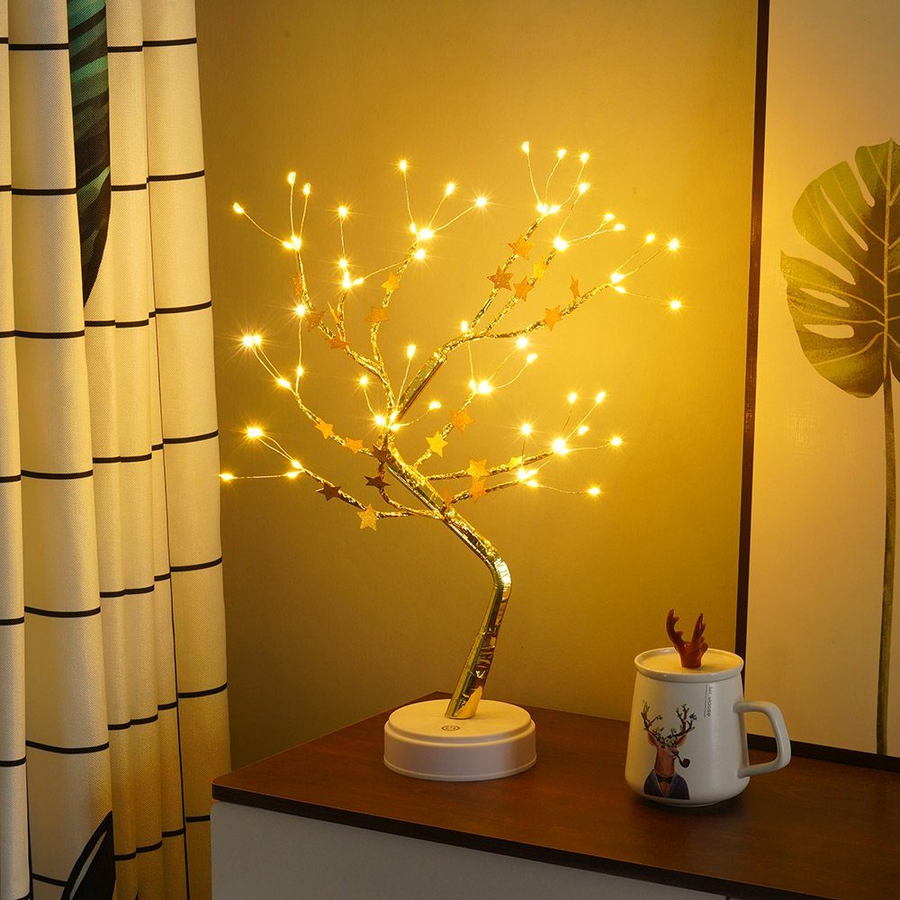 GelldG Nachtlicht LED Lichterbaum, Baum Licht Verstellbare Äste, USB/Batteriebetrieben