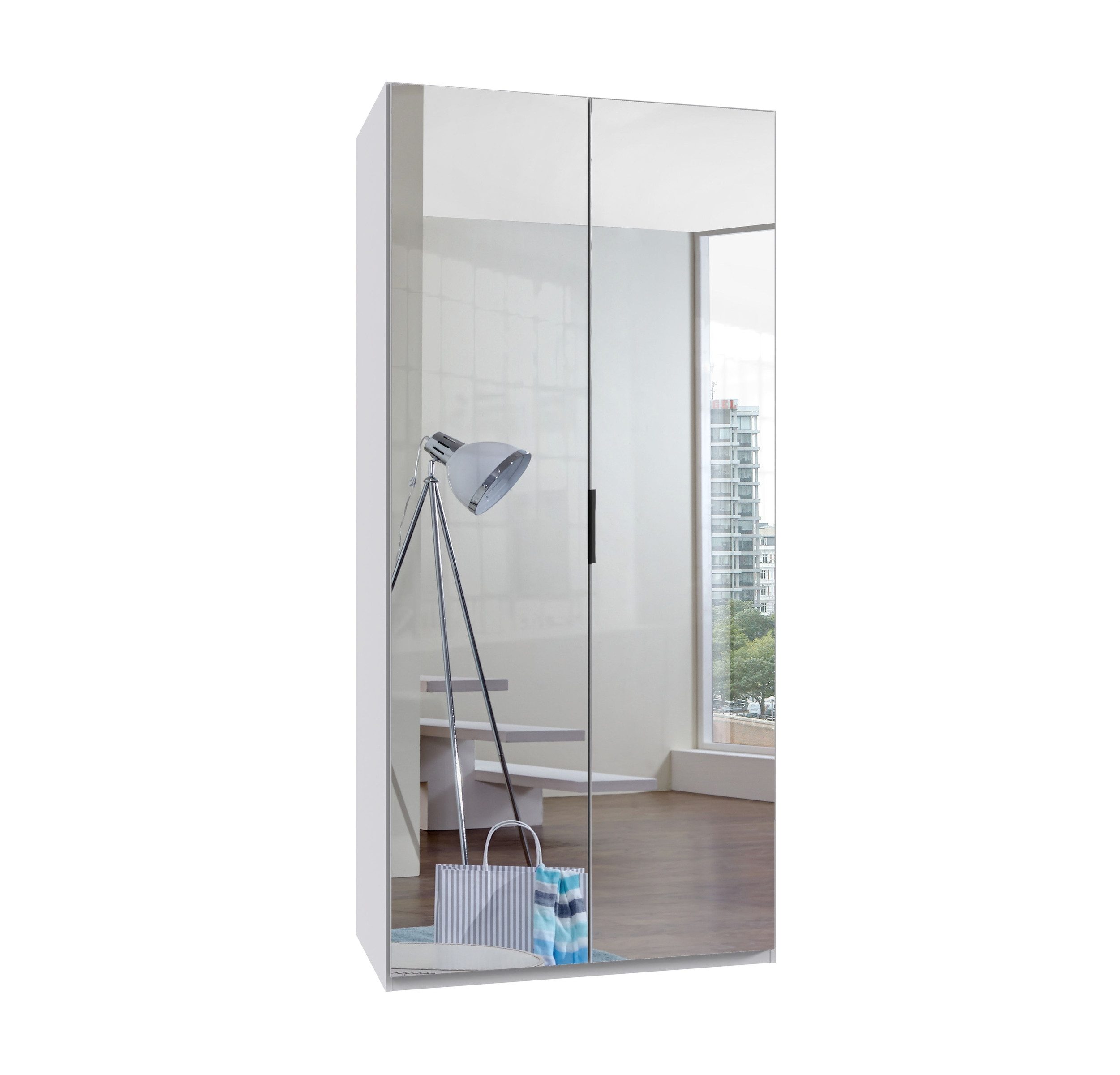 freiraum Falttürenschrank OXFORD in WEISS - 100x216x58cm (BxHxT)