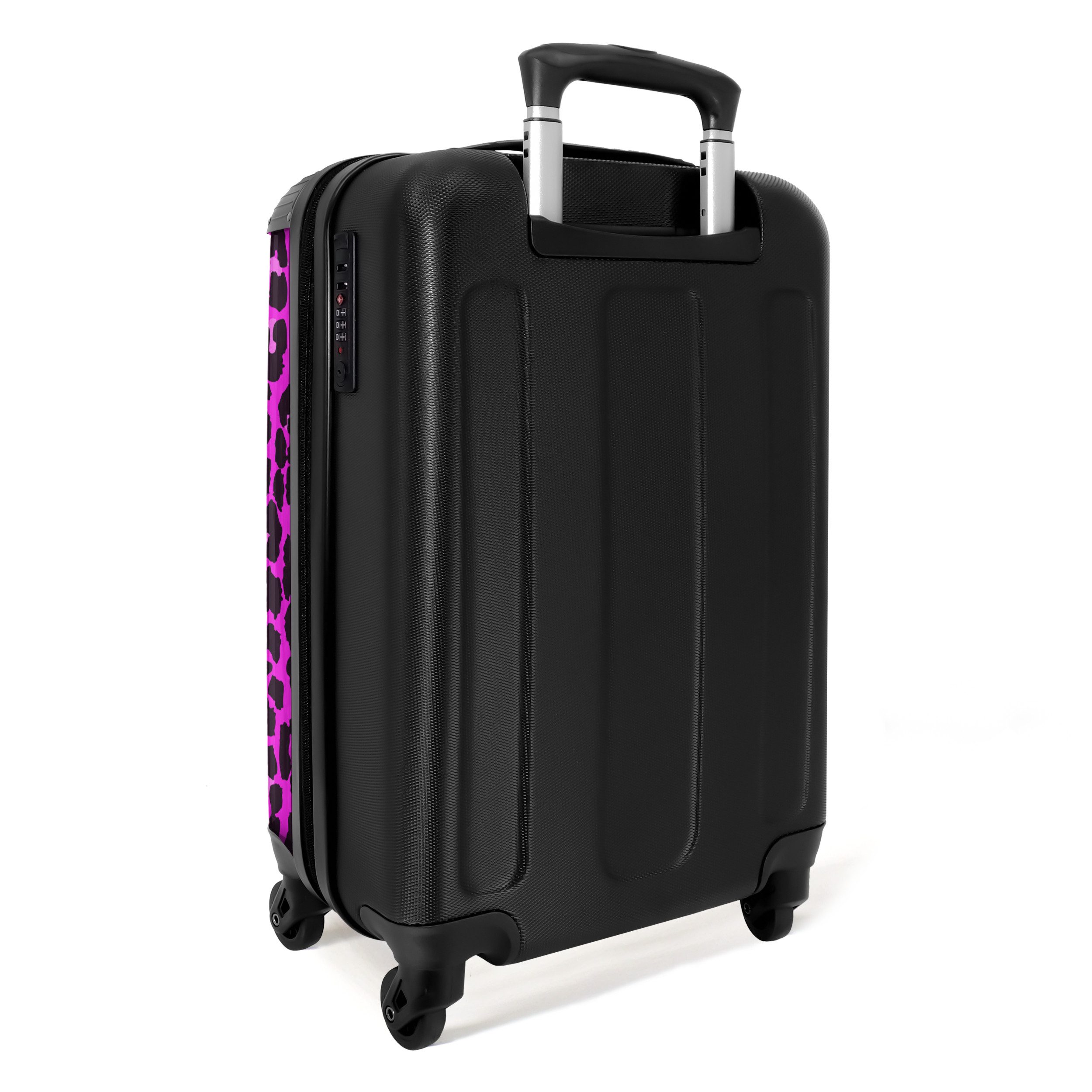 NoBoringSuitcases.com© Hartschalen-Trolley Panther Druck - Rosa - Neon - Mädchen - Kinder 55x35x20cm, 4 Rollen, Handgepäck-Koffer, Kinderkoffer, Reisekoffer Mädchen