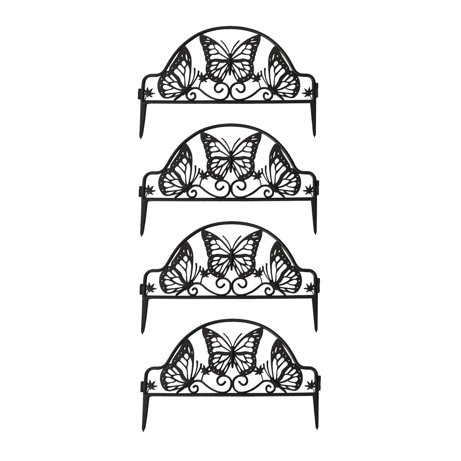 HTI-Living Zierzaun Zierzaun Nessa Schmetterling 4-teilig Braun, (Set, 4-St., 4 Zaunelemente), Beeteinfassung Kunststoff witterungsbeständig