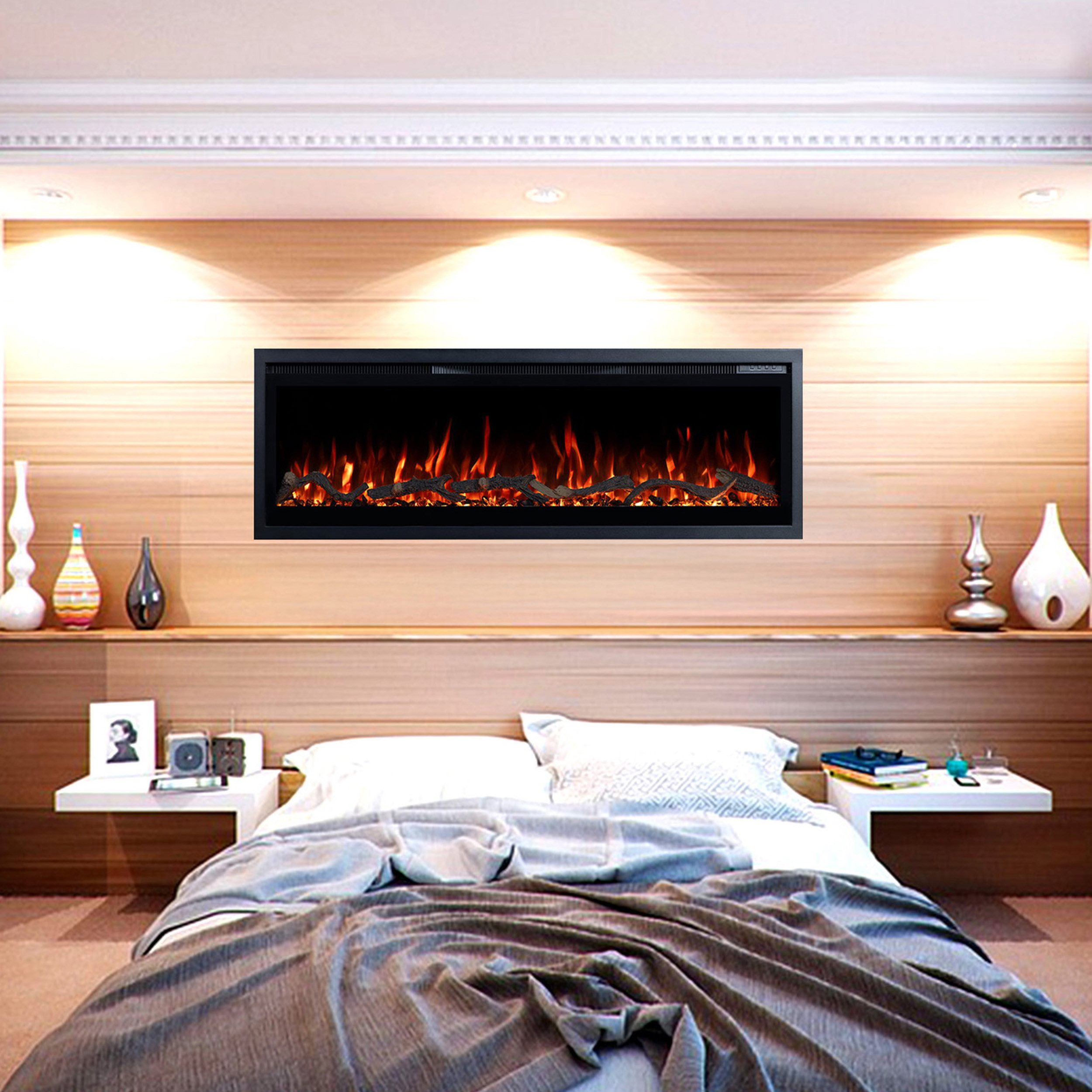 GF Core Elektrokamin Wandkamin Core, 3D Feuer und Heizung (Thermostat, bis 1800 W), Elektrischer Stand-, Wand- oder Einbaukamin mit APP Steuerung, LED