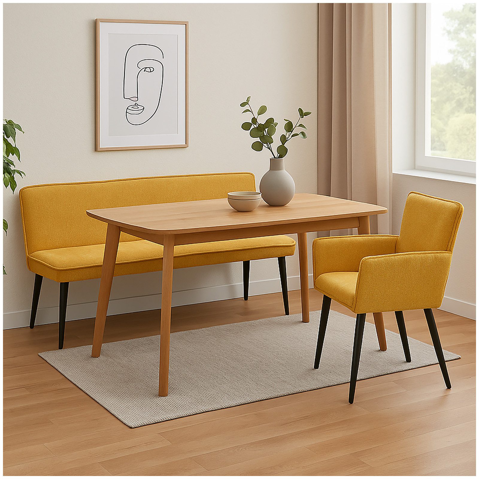 HTI-Living Polsterbank Polsterbank Mesilla Gelb (Stück, 1-St., 1 Sitzbank), Polsterbank