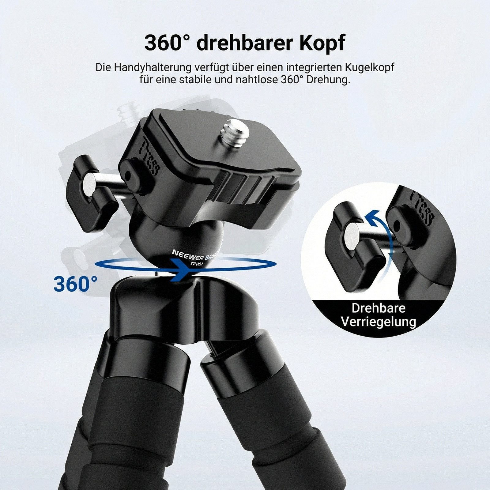 Neewer Kamerahalterung TP001 Flexibles Handy Stativ, Oktopus Mini Tischstativ, (Packung, Vlog Selfie Stick Halterung für Smartphone Kamera Videoaufnahmen) – Bild 4 von 5