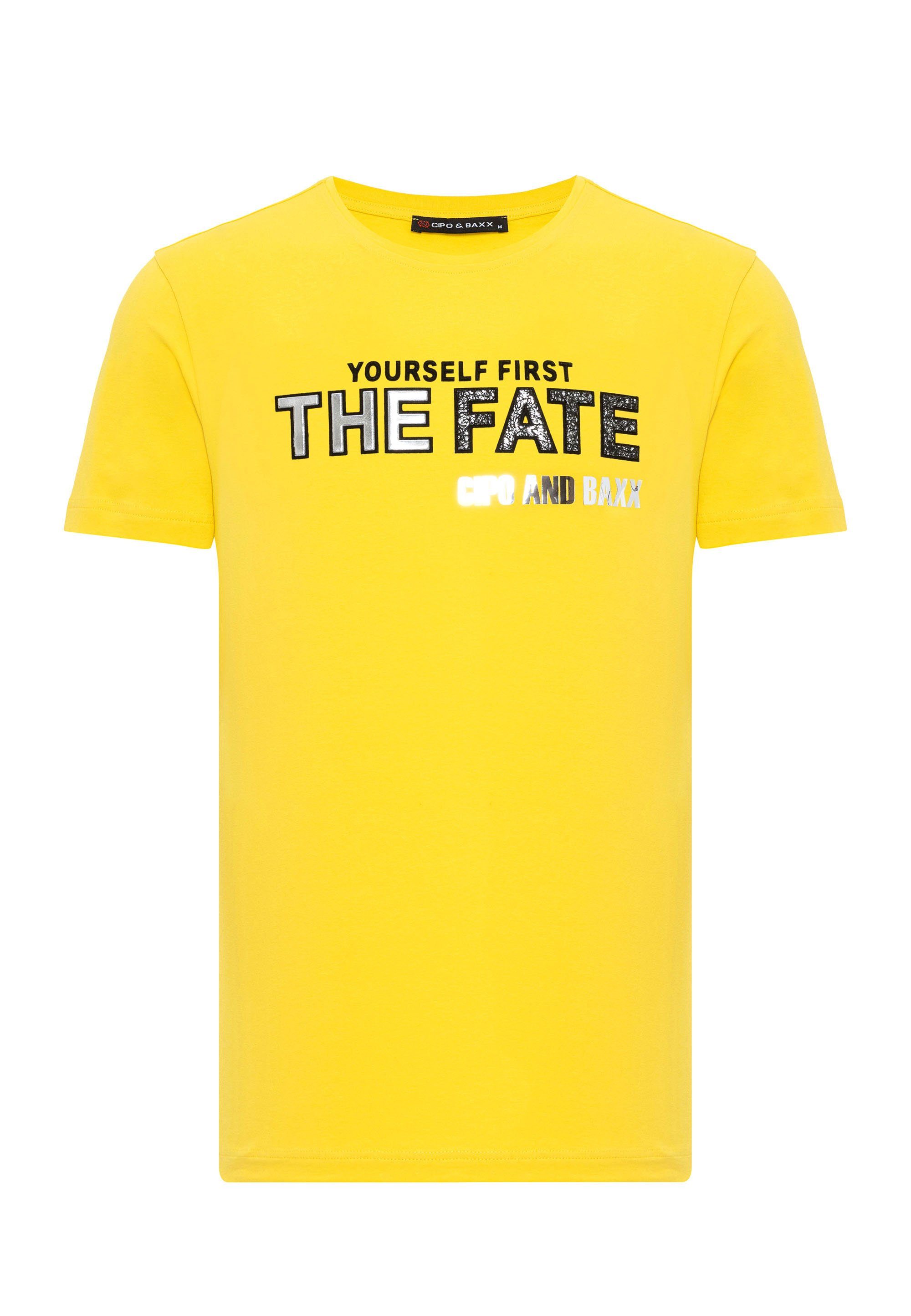 T-Shirt Statement-Schriftzug Cipo mit & gelb Baxx