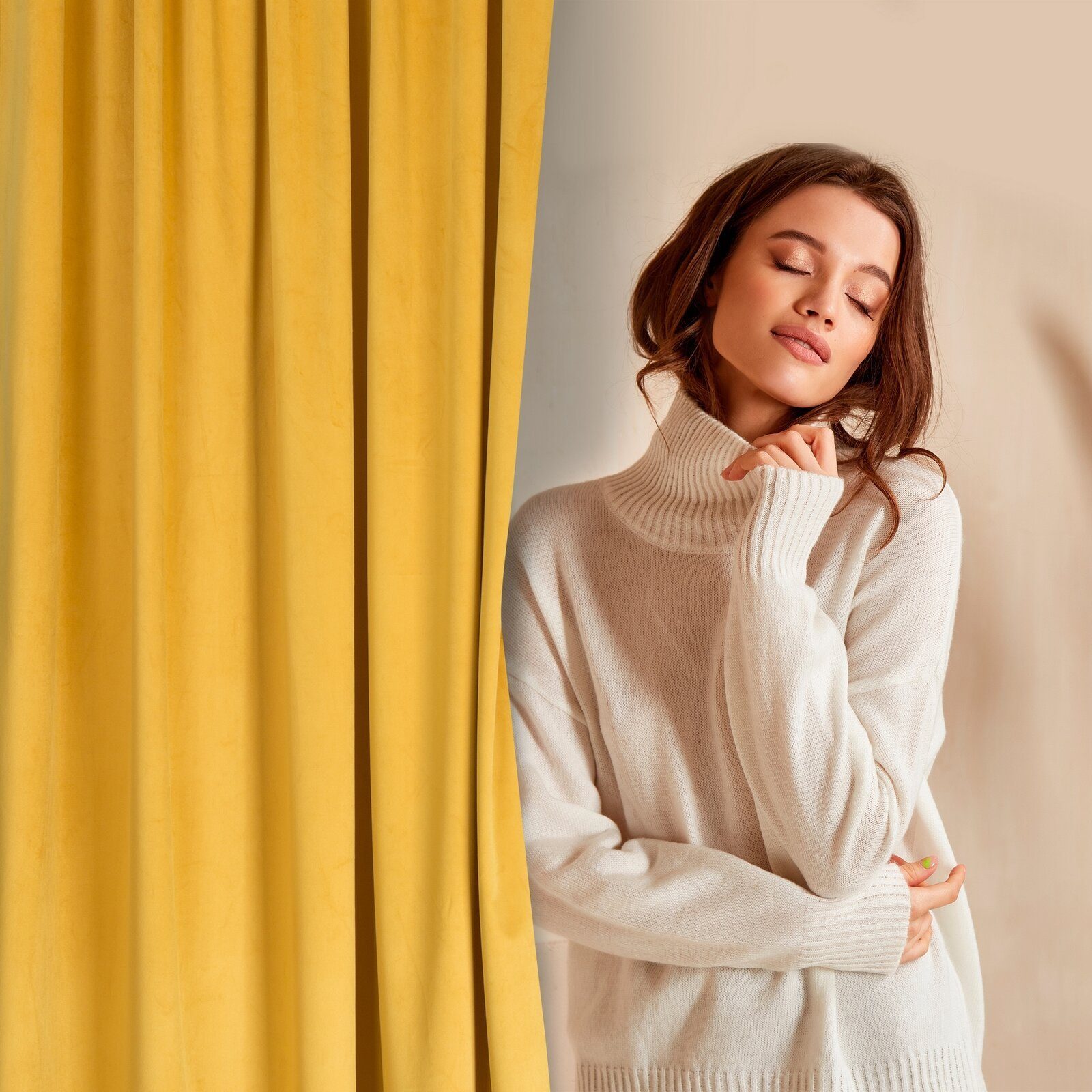 Design91 Vorhang Samtvorhänge Wohnzimmer Schlafzimmer Blickdicht Ösen Velou günstig online kaufen