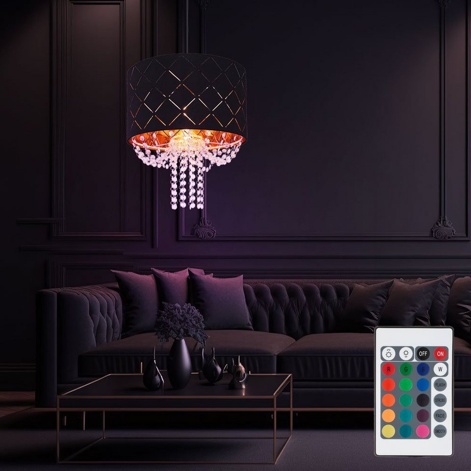 Globo LED-Hängeleuchte, Leuchtmittel nicht inklusive, Warmweiß,  Farbwechsel, Rot, Grün, Blau, Hängelampe Kristall Deckenleuchte Wohnzimmer  hängend