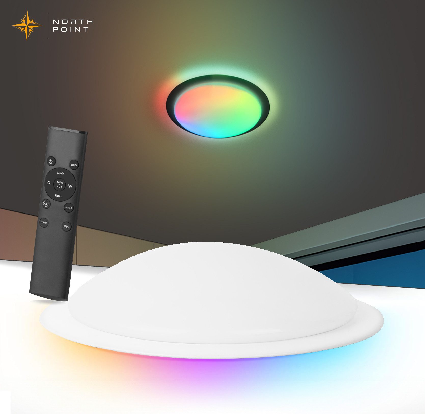 Northpoint LED Deckenleuchte Panel 24W mit Fernbedienung - Bunt & Warm/Kalt günstig online kaufen