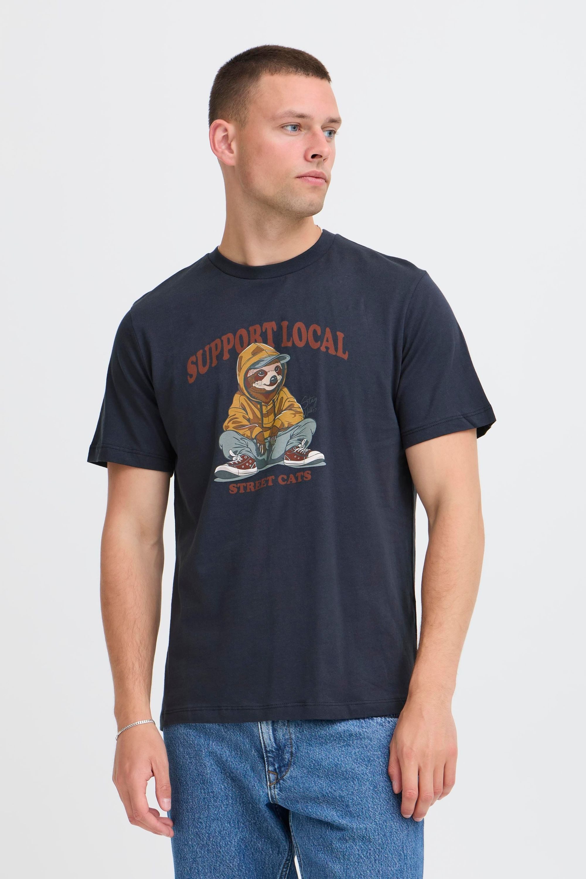 Blend Rundhalsshirt BHIrving Basic T-Shirt mit Rundhalsausschnitt