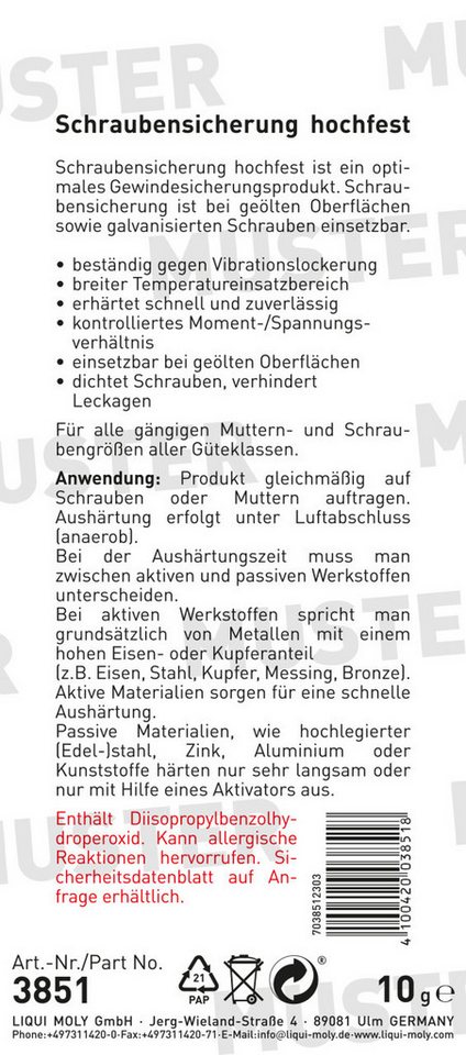 Thumbnail - Liqui Moly Montagekleber Liqui Moly Schrauben-Sicherung hochfest 10 g