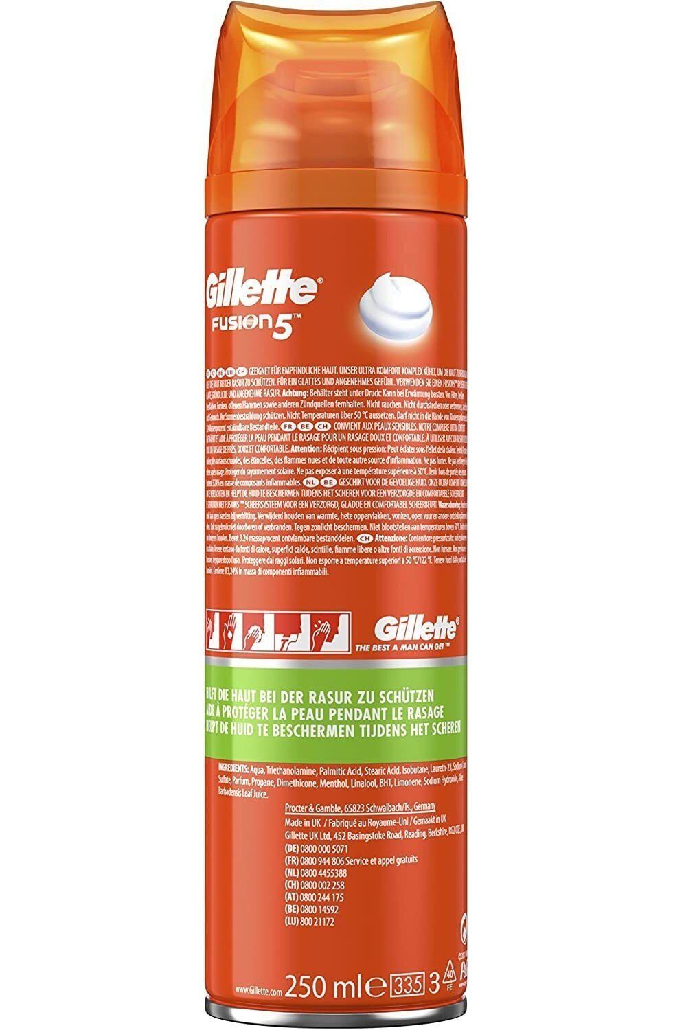 Gillette Rasiergel Fusion 5 Rasiergel 250ml Rasierschaum Rasur Bartpflege, 6-tlg., 5 Rasiergel 250ml, schütz und kühlt die Haut, angenehmes und weiches Hautgefühl