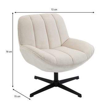 CARO-Möbel Sessel, Wohnzimmer Polster Lese Sessel Velour Bezug Metallgestell schwarz mode