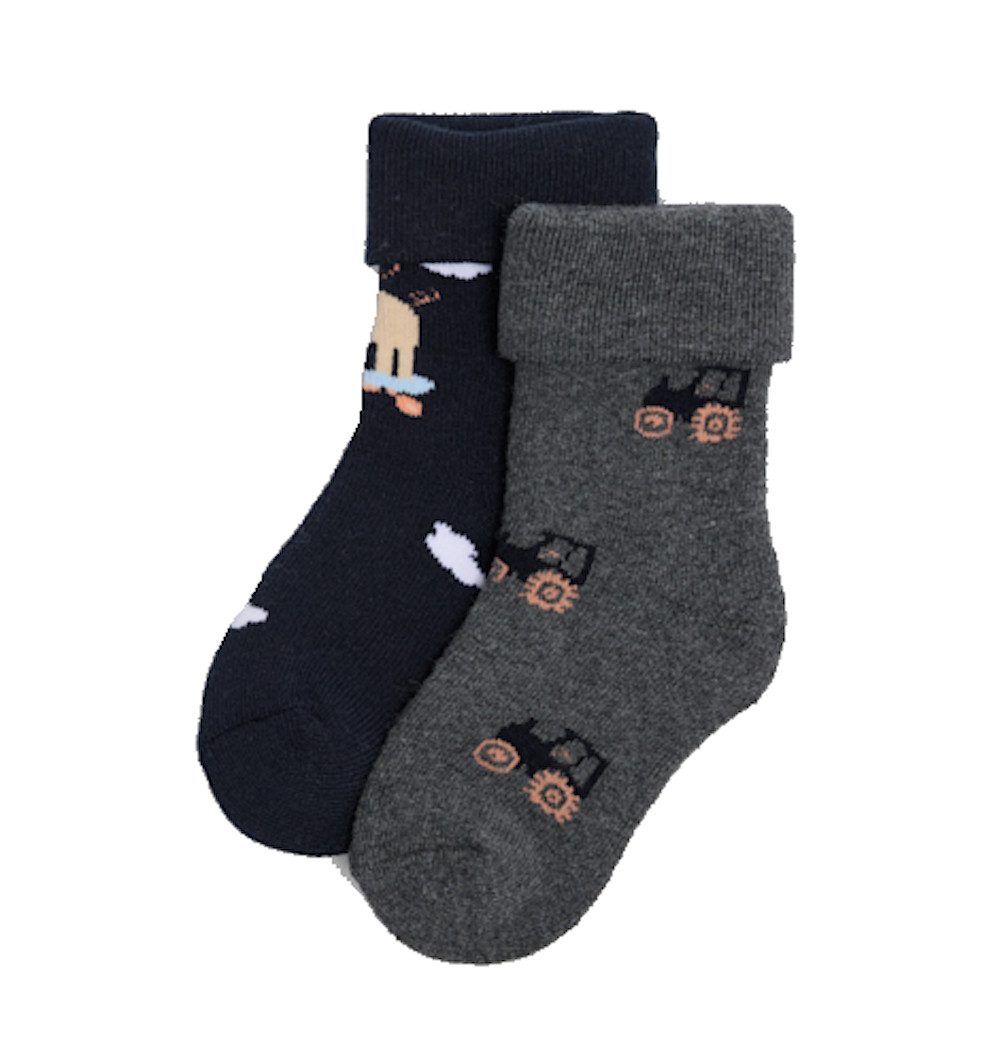 YSABEL MORA Thermosocken Ysabel Mora 2er Pack Baby Thermo Strümpfe Socken Traktor Glücksschwein (2-Paar)