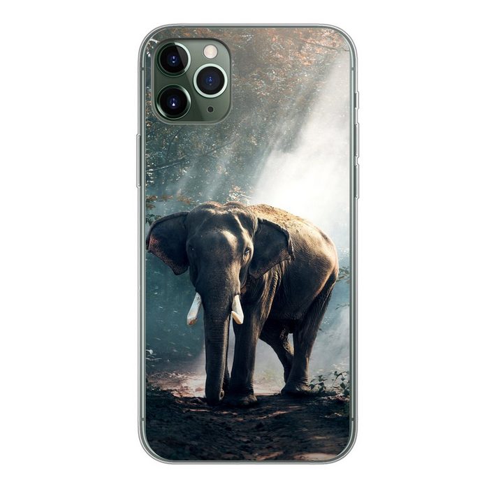 MuchoWow Handyhülle Elefant - Tiere - Licht - Wald - Natur - Wildtiere Handyhülle Apple iPhone 11 Pro Max Smartphone-Bumper Print Handy