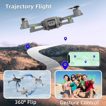 le-idea 5G FPV Drohne mit 2 Kamera, Kopfloser Modus, Gestensteuerung Drohne (1080P, 3D-Flip Faltbarer Drohne für Anfänger RC Quadcopter für Erwachsene)