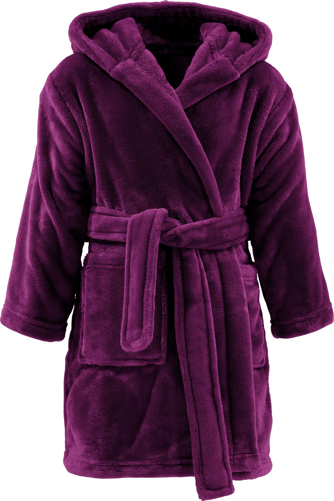 REDBEST Kinderbademantel Kinder-Bademantel "Perris" mit Kapuze, Rückenlänge: 63 cm, Fleece, mit Kapuze/mit Aufsatztasche:, default, Fleece Uni