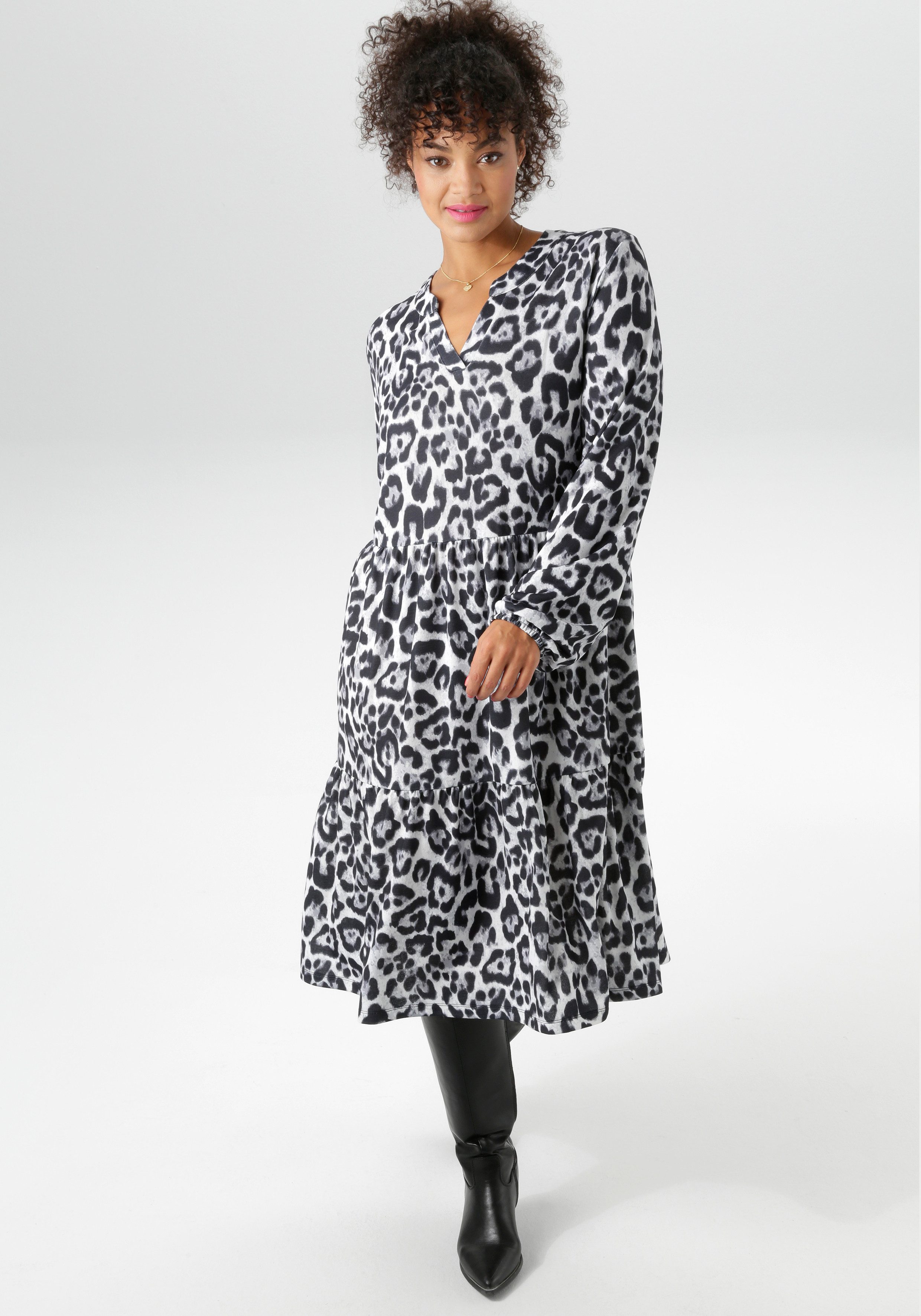 Aniston PLUS Druckkleid in schönem Animal-Print günstig online kaufen