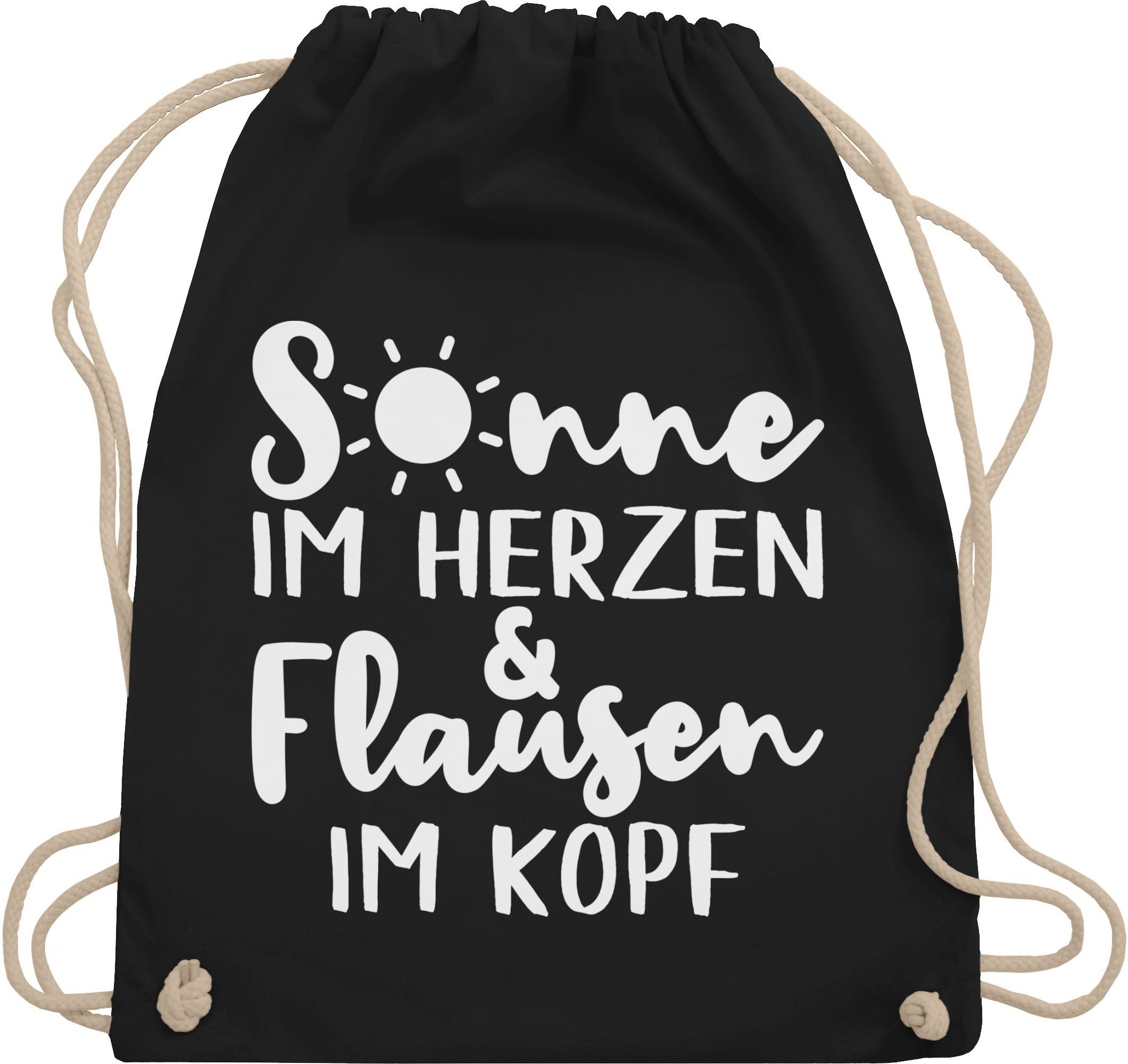 Shirtracer Turnbeutel Sonne im Herzen und Flausen im Kopf, Sprüche