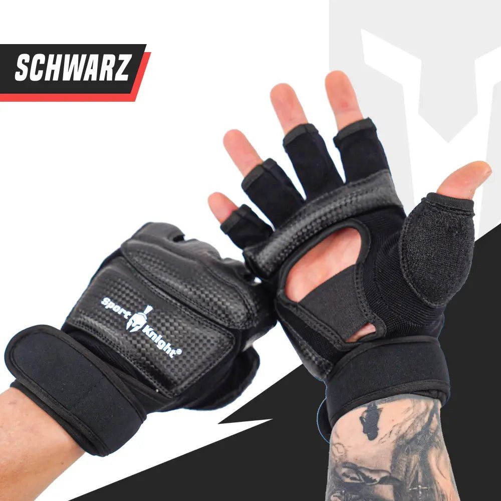 MMA-Handschuhe MMA Boxhandschuhe gepolstert mit langer Bandage & Klettverschluss