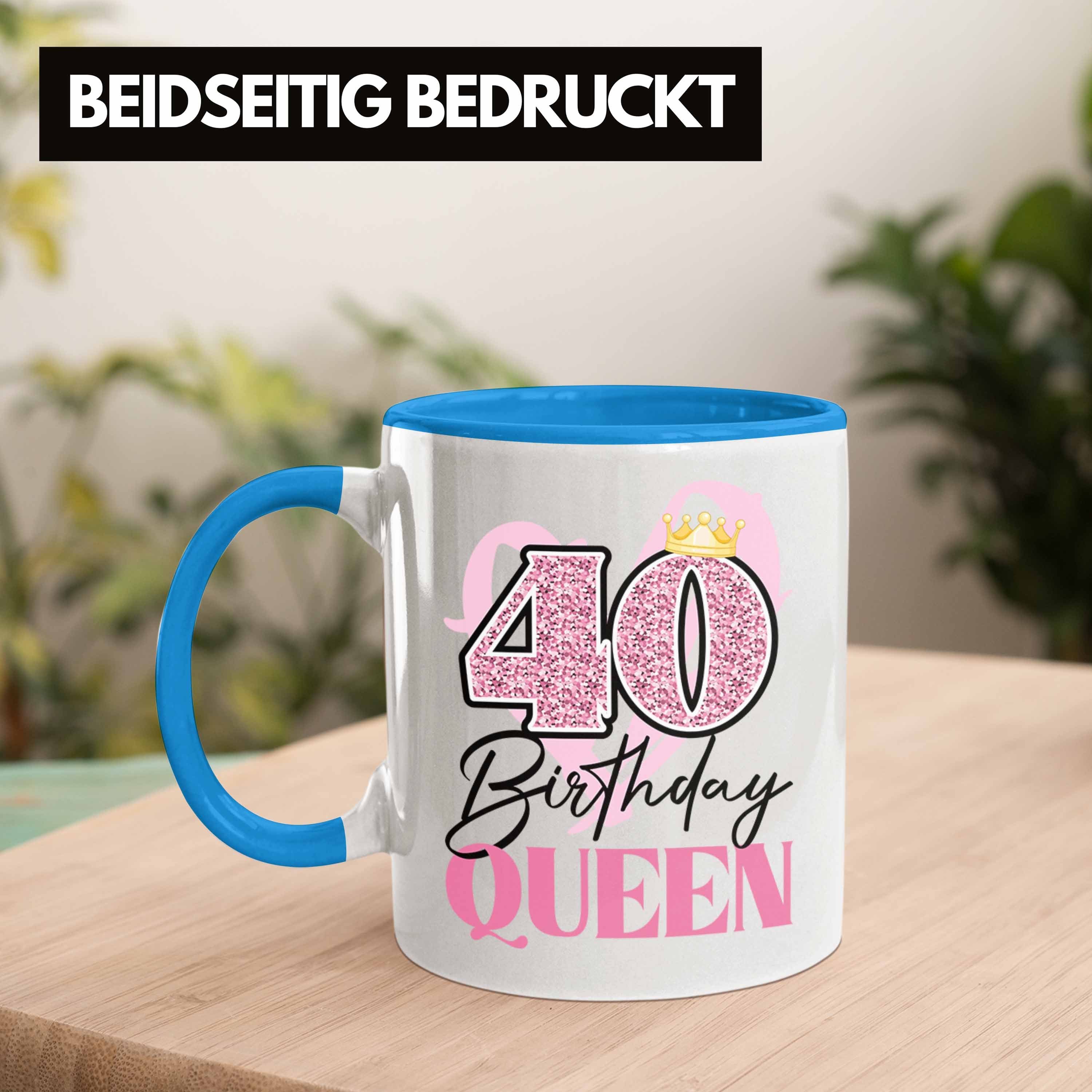 Trendation Tasse Trendation - 40. Geburtstag Frauen Geschenke Geschenkidee 40er Geschenk Tasse Mutter Blau 40 Frau Lustig