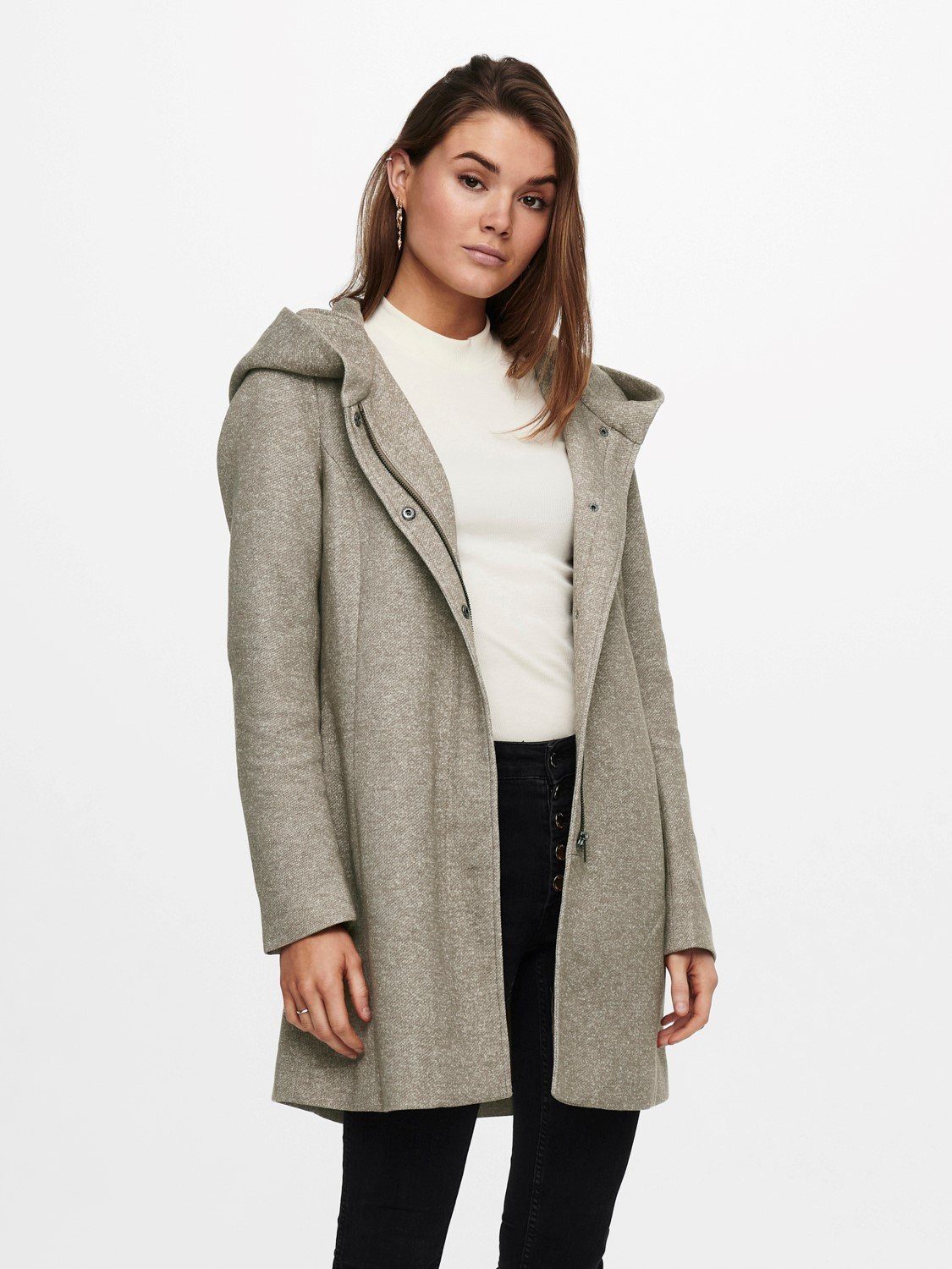 Only Kurzmantel »ONLY Damen Eleganter Mantel Leichte Cozy Coat Jacke  ONLSEDONA mit Kapuze« (1-tlg) 3776 in Taupe online kaufen | OTTO