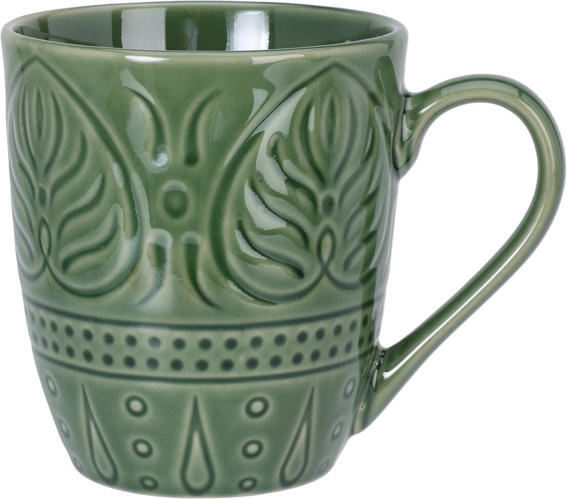 Koopman Tasse Kaffeetasse Teetasse Becher Motiv 390ml Keramik 6er Set, 6-tlg., Keramik, je Farbe 2 Stk, Braun, 390ml je Tasse, Grün, Beige