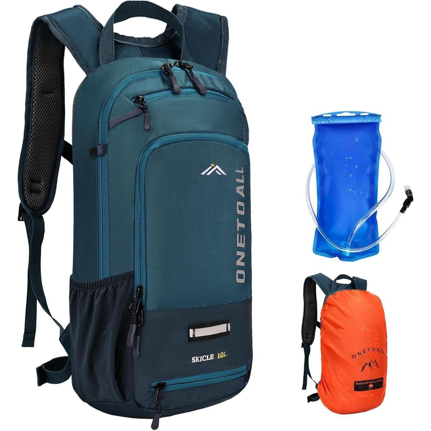 Fahrradrucksack Fahrradrucksack 10L MTB Helmnetz Regenschutz Blau mit Trinkblase