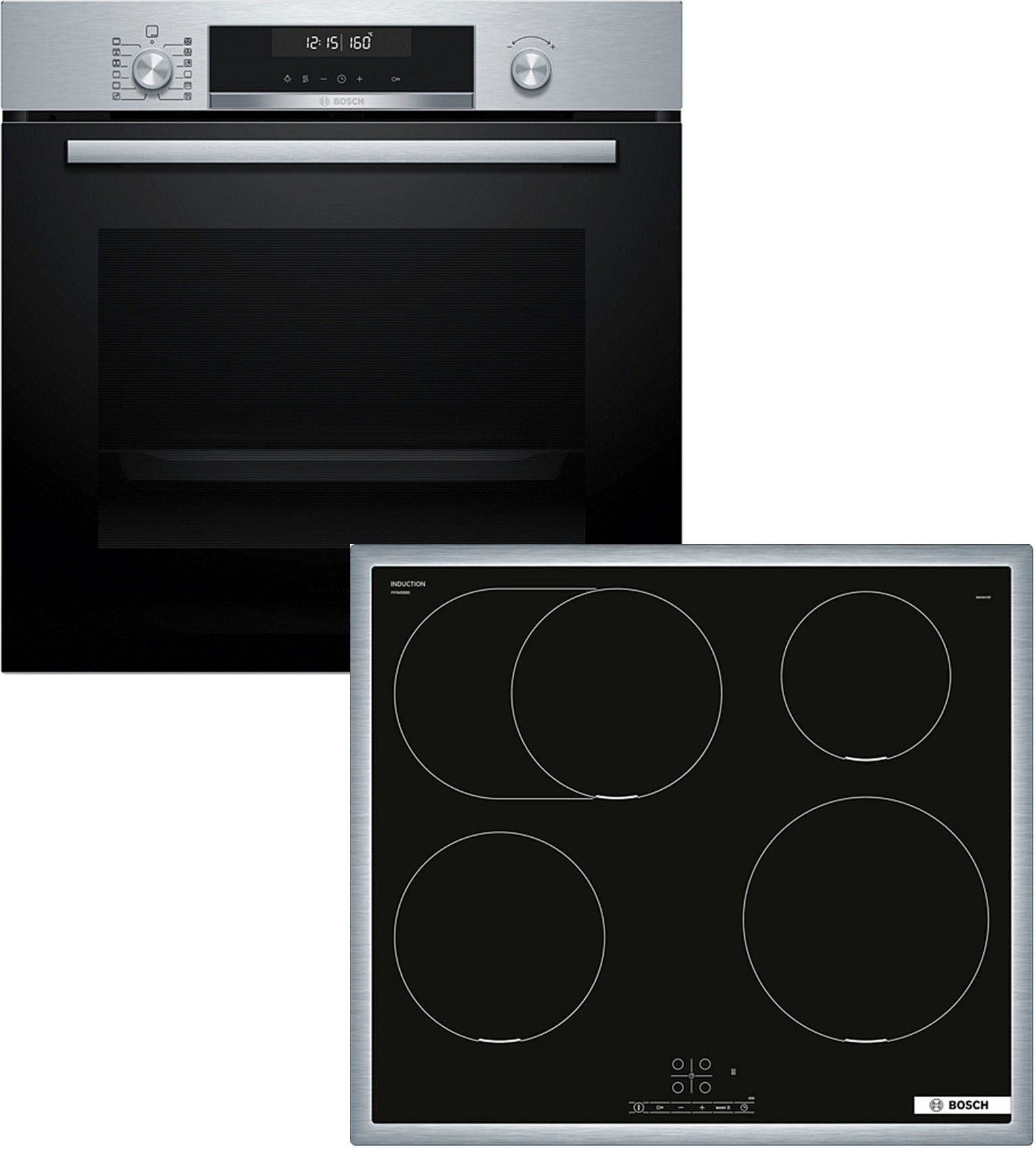 BOSCH Backofen-Set HBD675CS62, mit Teleskopauszug nachrüstbar, Pyrolyse-Selbstreinigung, Gesund frittieren mit AirFry & Power Boost für schnelle Hitze