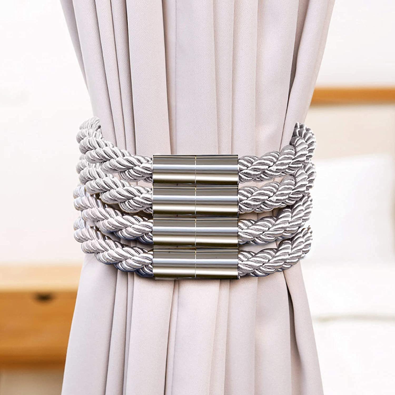Agger Raffhalter Magnetische Vorhang Raffhalter, Raffhalter für Vorhänge mit Magnet, (4-tlg), Raffhalter für Gardinen Halterung Vorhang Halter Gardinen zubehör