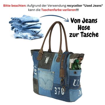 Sunsa Handtasche XXL Handtasche. Nachhaltige Schultertasche aus recycelte Jeans/ Canvas, Aus recycelten Materialien