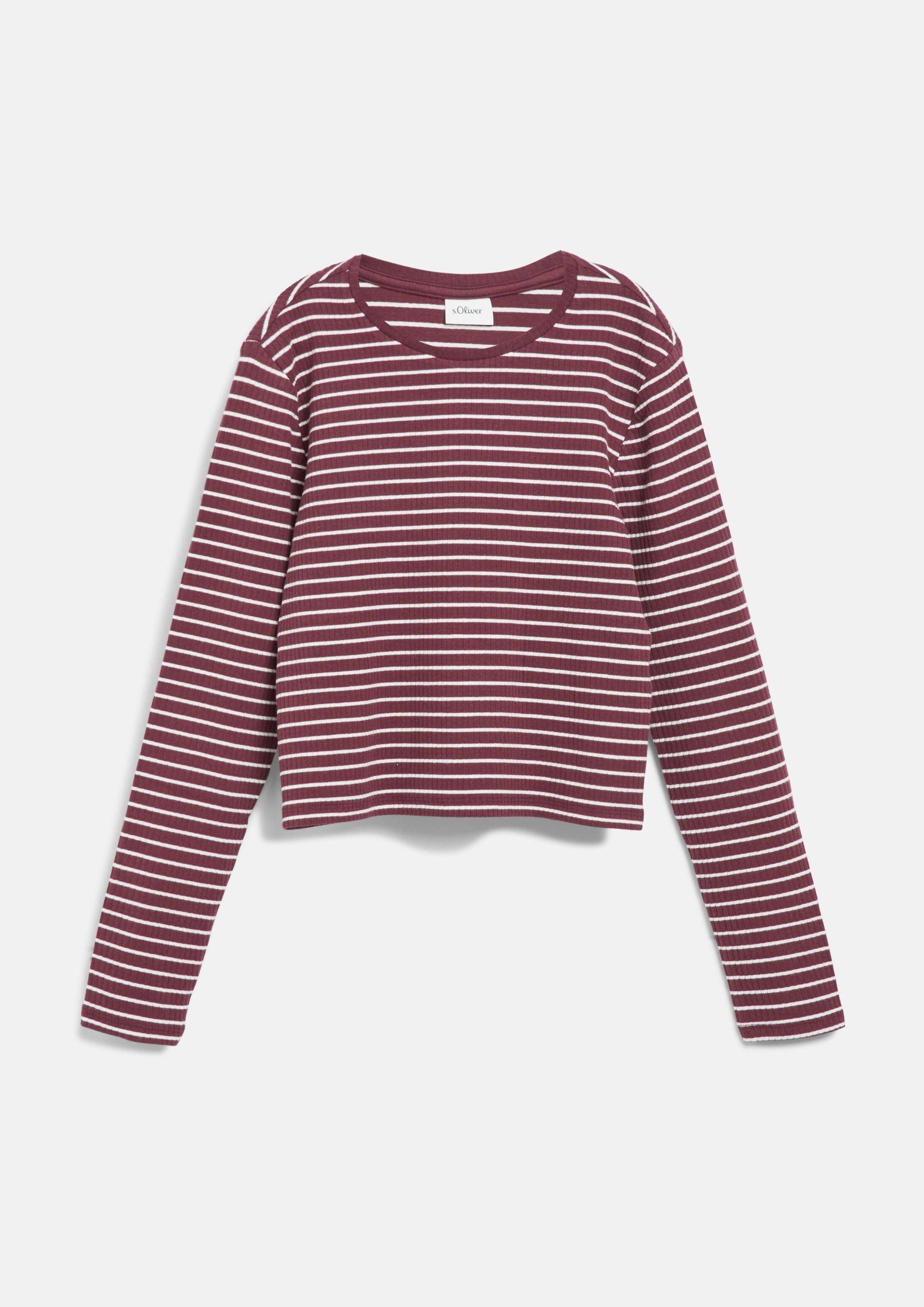 s.Oliver Langarmshirt T-Shirt Cropped Longsleeve im Slim Fit mit Rippstruktur