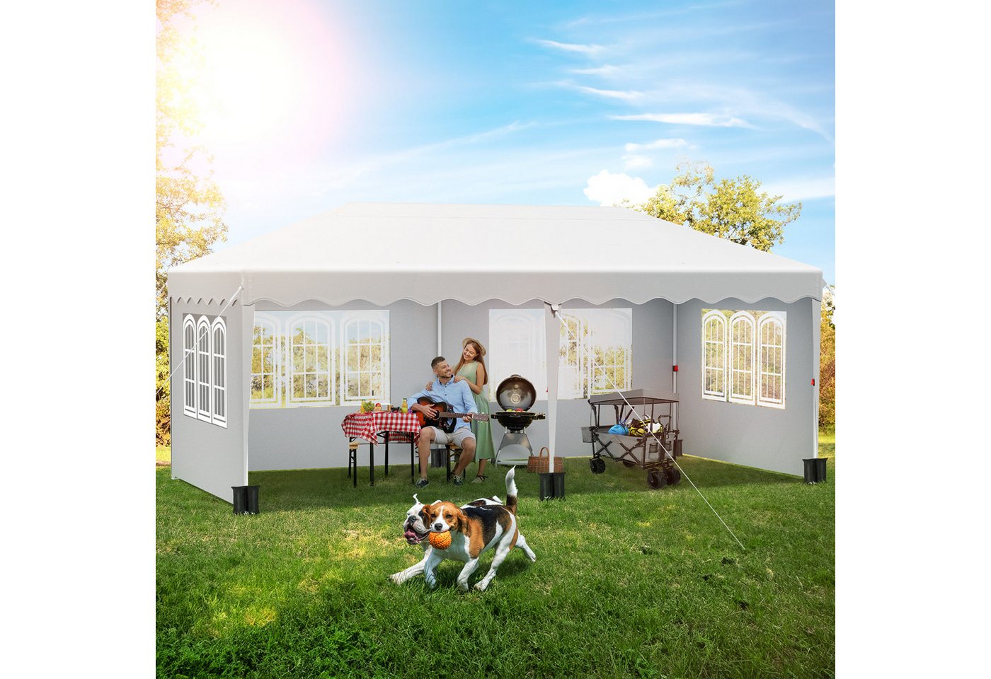 Thumbnail - TLGREEN Faltpavillon 3x6M wasserdicht Pavillon, Partyzelt, mit 4 Seitenteilen, Wasserdicht Stabil Winterfest, Gartenpavi...