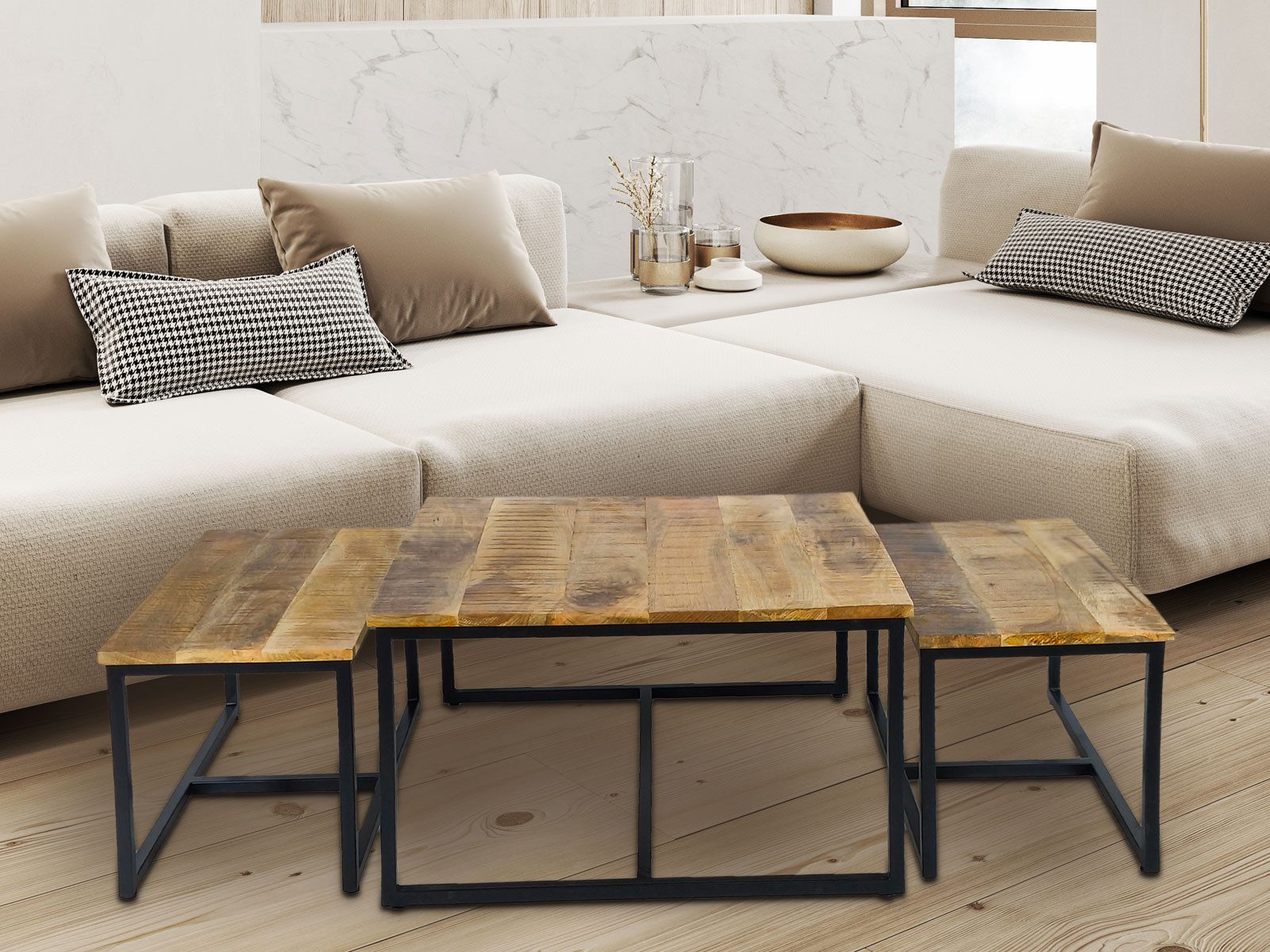 Amagohome Beistelltisch Couchtisch 3er Set Beistelltisch günstig online kaufen