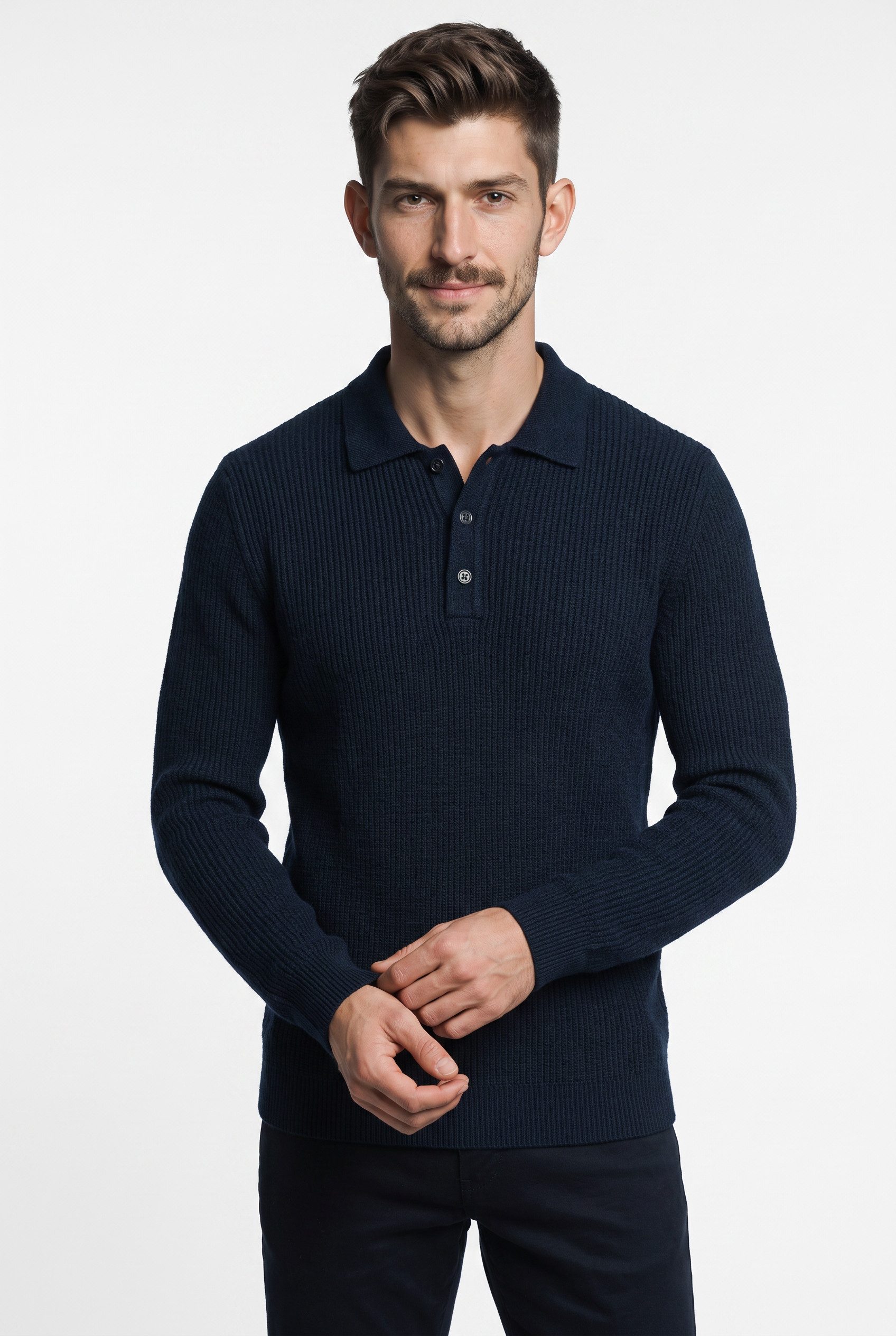 OLYMP Polokragenpullover Casual mit Woll-Anteil, Regular Fit