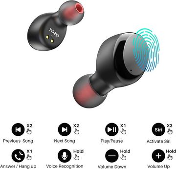 TOZO Kabellos Touch Control mit Kabellosem Ladecase, IPX8 Wasserdicht In-Ear-Kopfhörer (Kristallklarer Sound für ein unvergleichliches Hörerlebnis in hoher Qualität., Ohrhörer Bluetooth, Integriertem Mikrofon, Premium-Tiefbass für Sport)