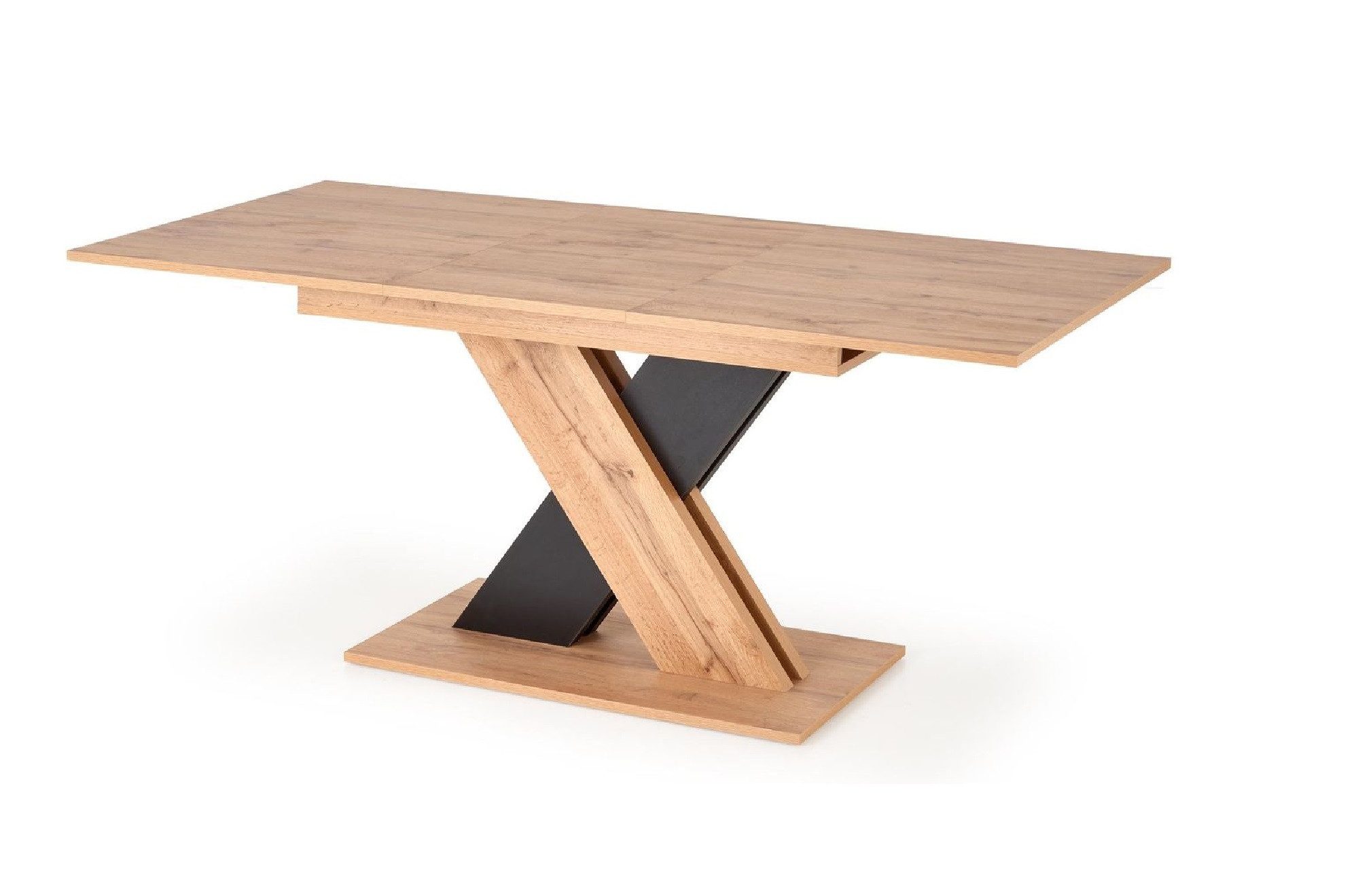 designimpex Esstisch Design HA-111 Tisch Eiche Wotan - Schwarz matt ausziehbar 130 bis 175